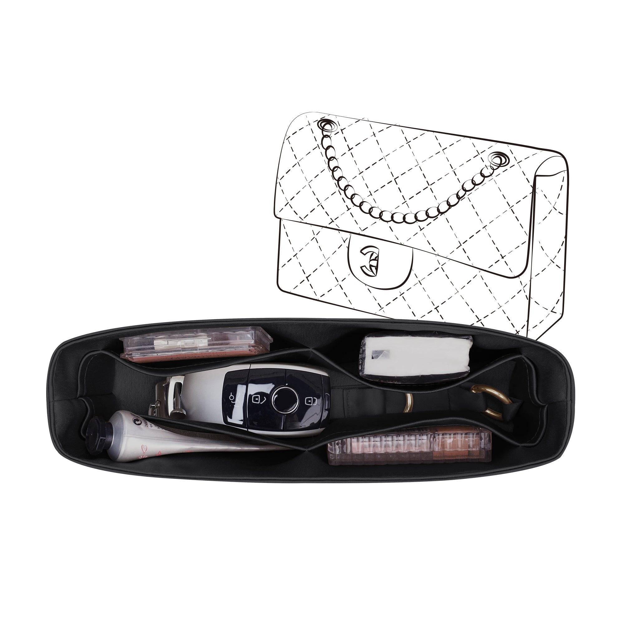 Silky Purse Insert Organizer 3 Set for Chanel CF Bags, Silk Touch Bag Organizer, Luxury Handbag Shaper,Lightweight