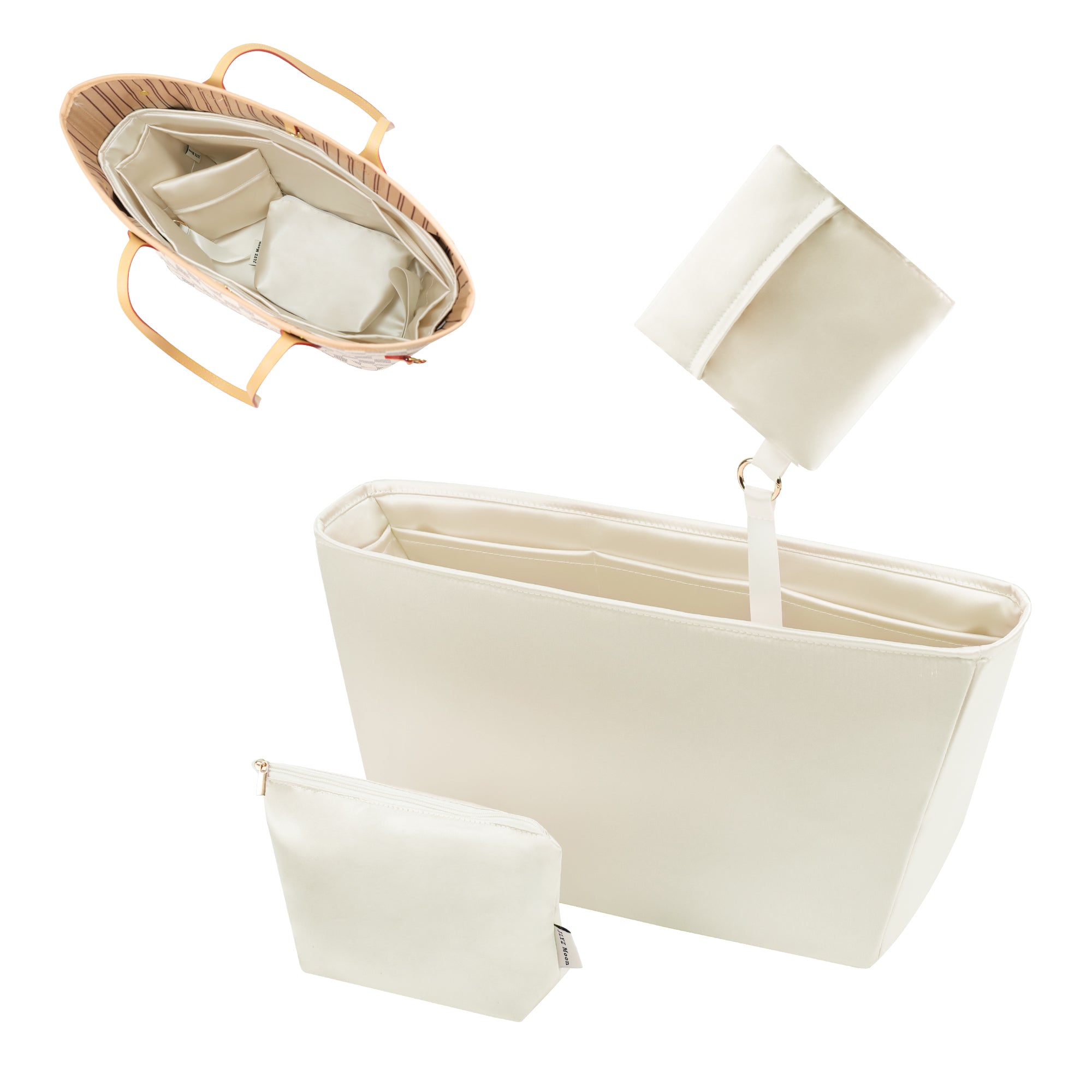 Silky Purse Insert Organizer 3 Set for Neverfull Bags, Silk Touch Bag Organizer, Luxury Handbag Shaper,Lightweight and Soft Touch
