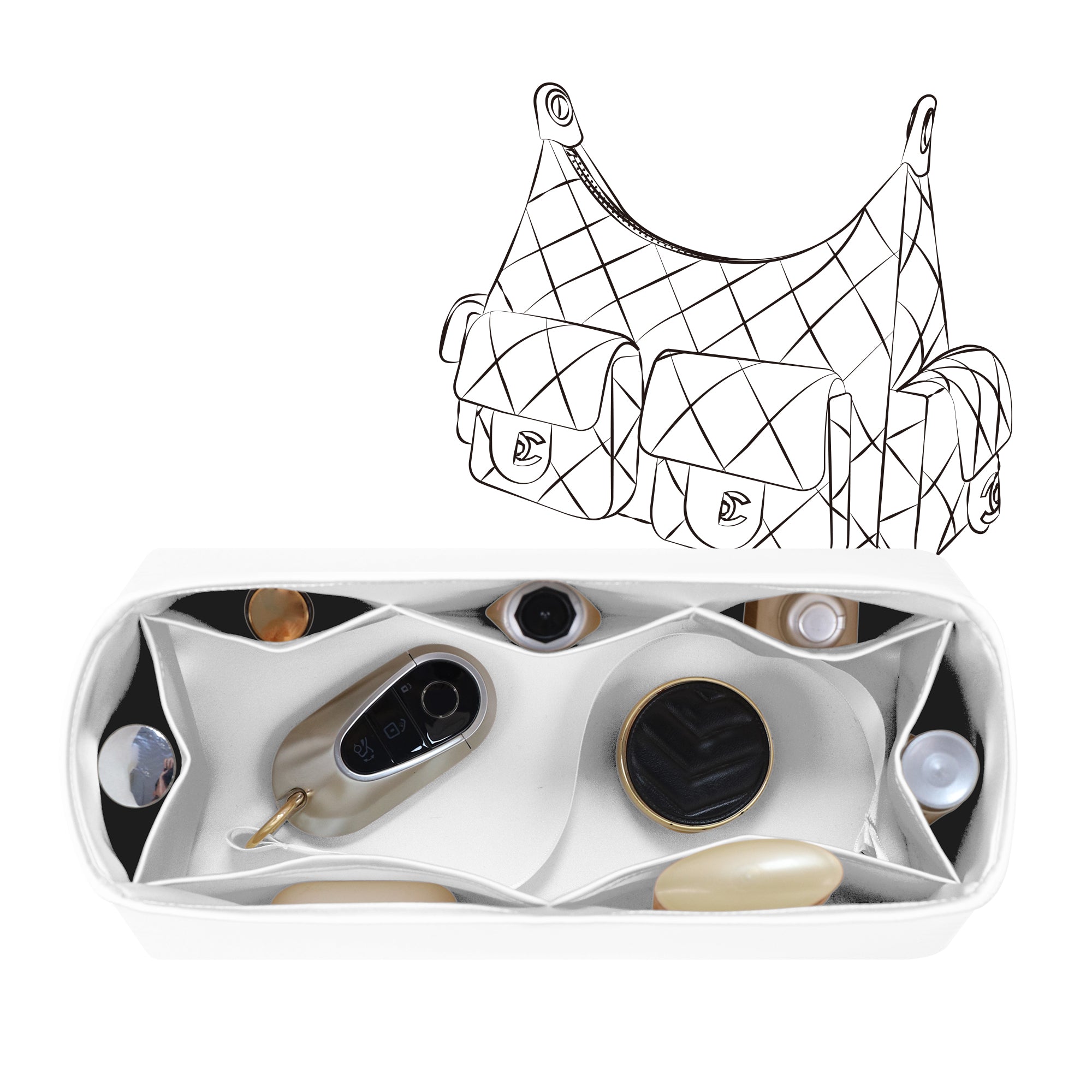 Silky Purse Insert Organizer 3 Set for Chanel 25C Hobo Bags, Silk Touch Bag Organizer, Luxury Handbag Shaper,Lightweight