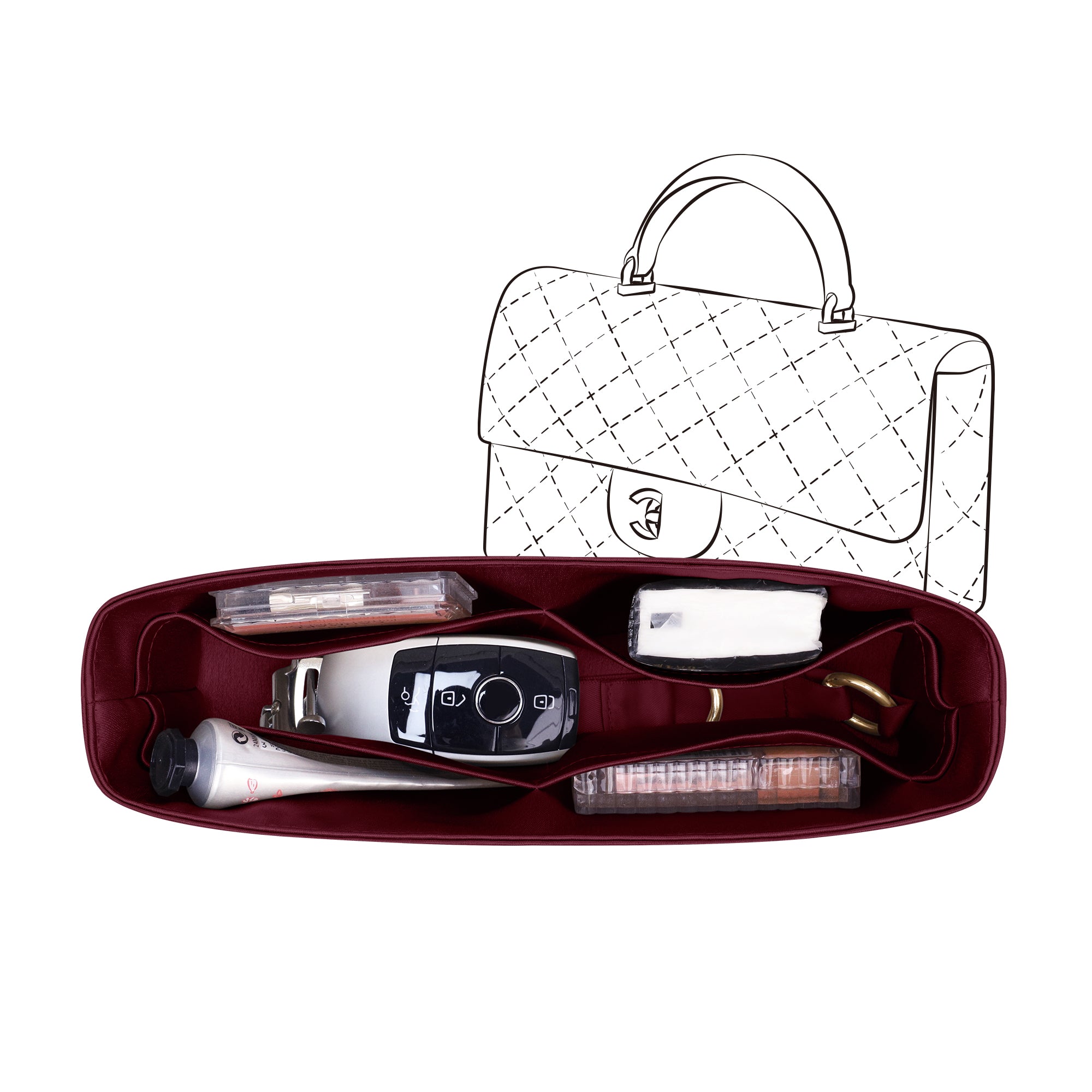 JLYZ Moon Silky Purse Insert Organizer 3 Set for Chanel CF Handle Bags, Silk Touch Bag Organizer, Luxury Handbag Shaper,Lightweight