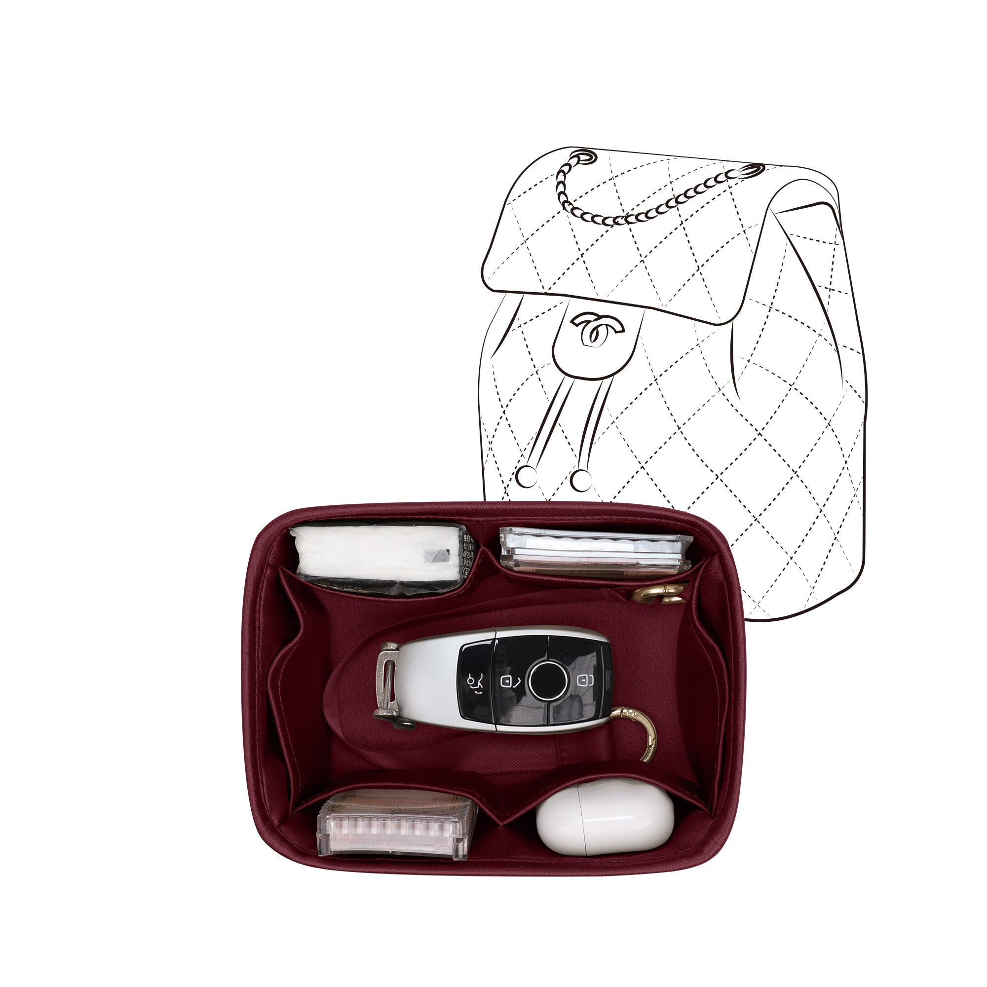Silky Purse Insert Organizer 3 Set for Chanel Duma/ Salzburg