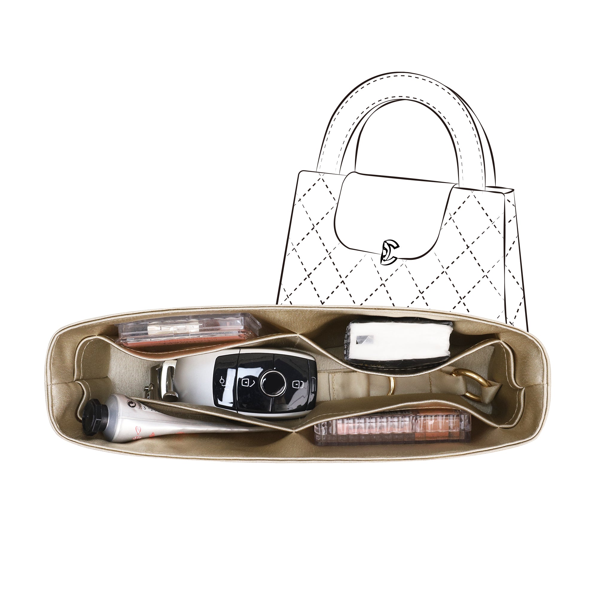 Silky Purse Insert Organizer 3 Set for Chanel CF Bags, Silk Touch Bag Organizer, Luxury Handbag Shaper,Lightweight