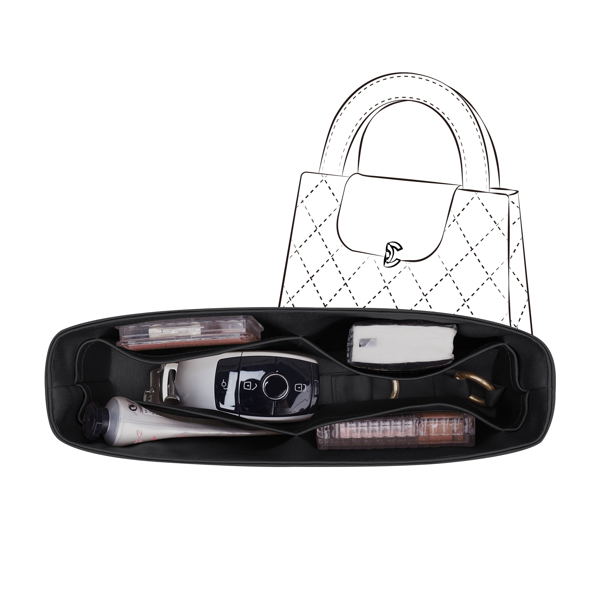 Silky Purse Insert Organizer 3 Set for Chanel CF Bags, Silk Touch Bag Organizer, Luxury Handbag Shaper,Lightweight