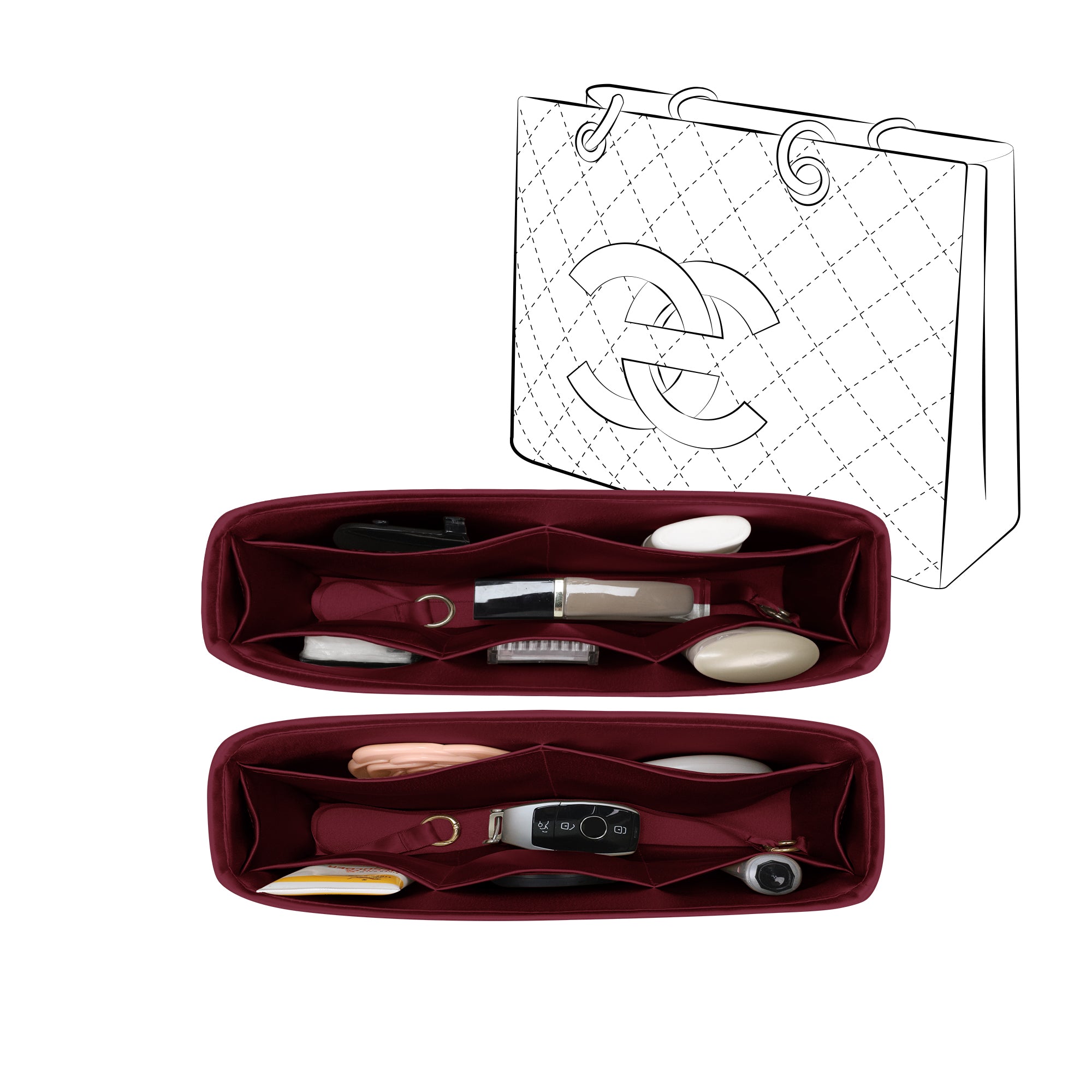 Silky Purse Insert Organizer 3 Set for Chanel 25p Hobo/22Bag/31bag/22BackpackGST/PST