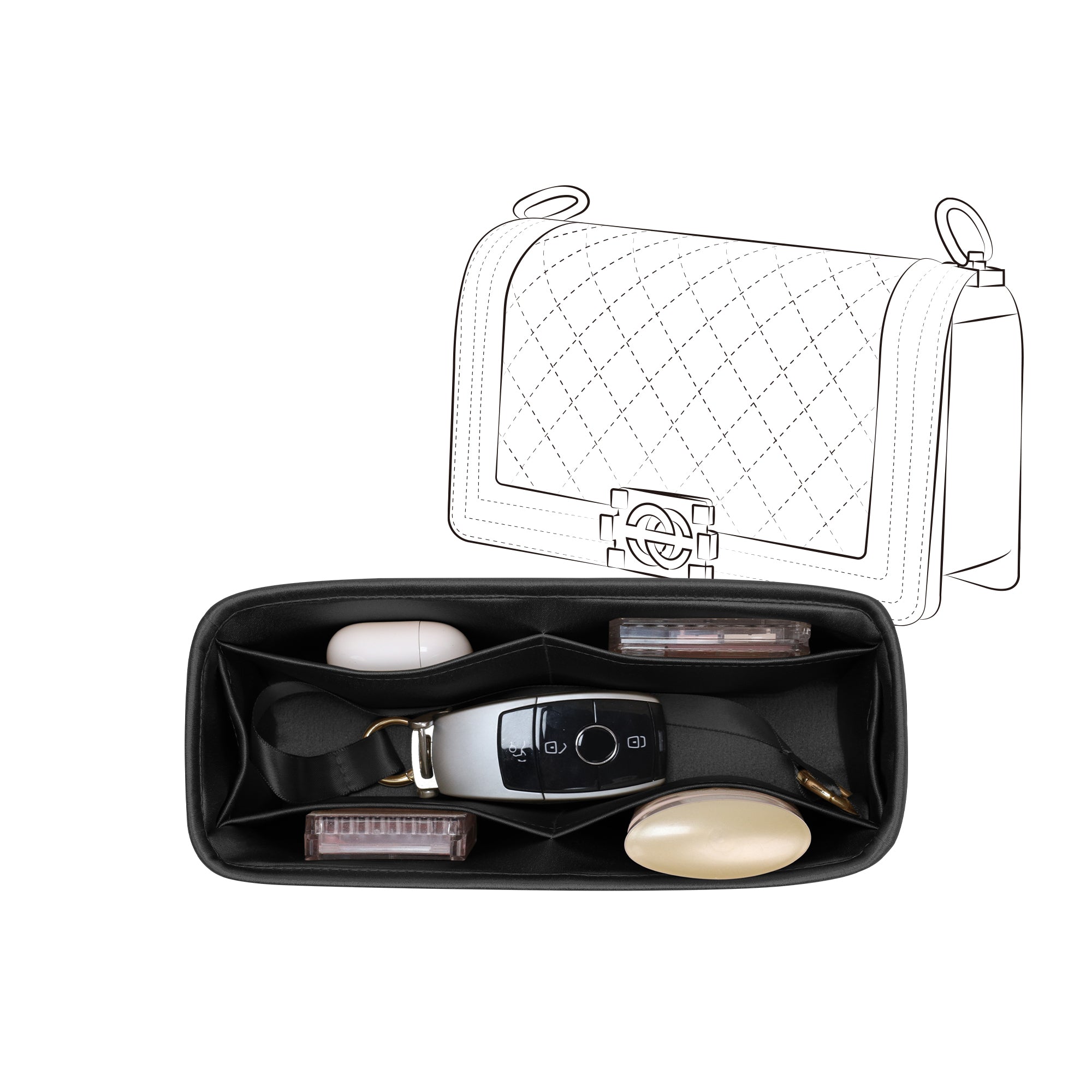 Silky Purse Insert Organizer 3 Set for Chanel 2.55/Leboy/Gabrielle Backpack/Diana