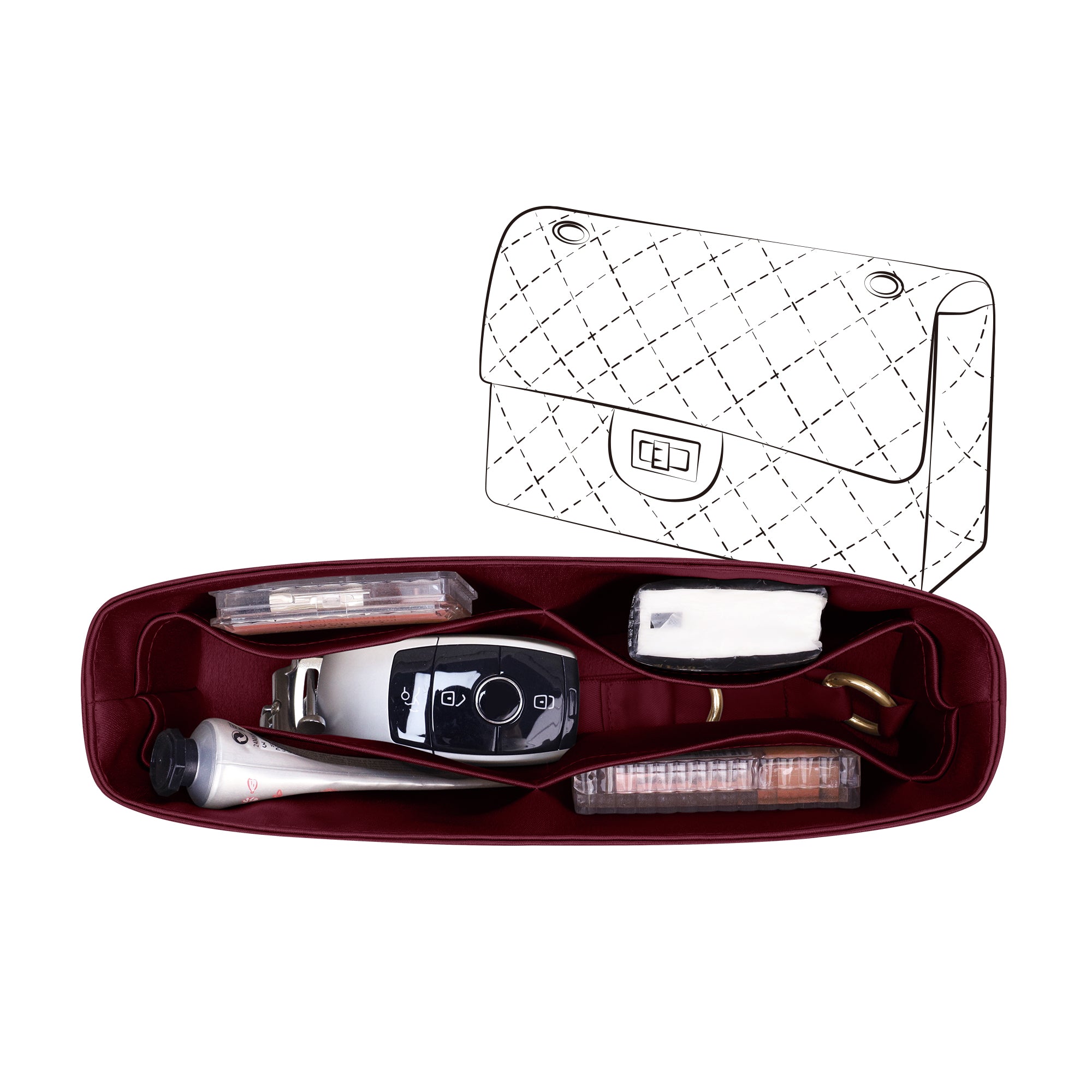 Silky Purse Insert Organizer 3 Set for Chanel 2.55/Leboy/Gabrielle Backpack/Diana