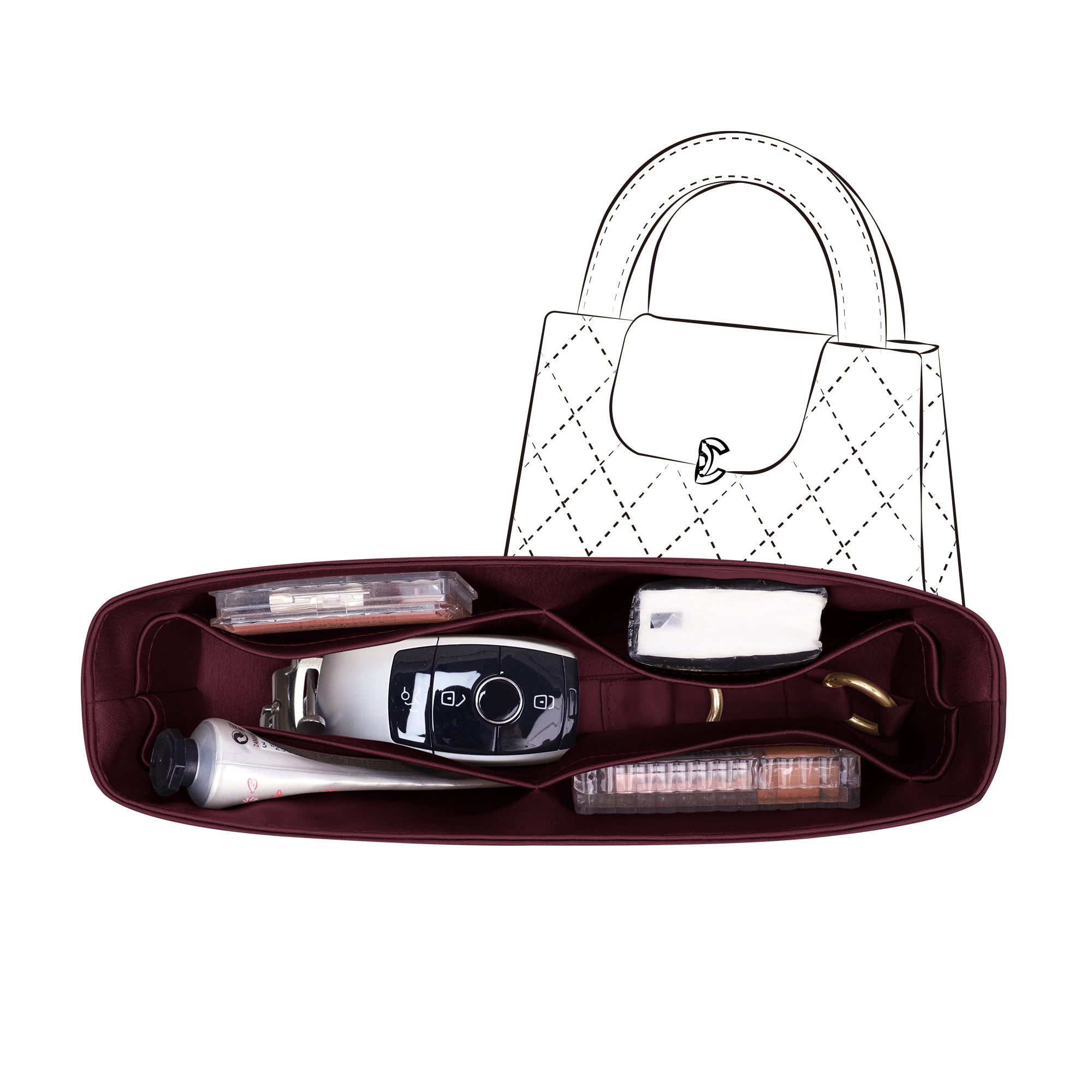 Silky Purse Insert Organizer 3 Set for Chanel CF Bags, Silk Touch Bag Organizer, Luxury Handbag Shaper,Lightweight