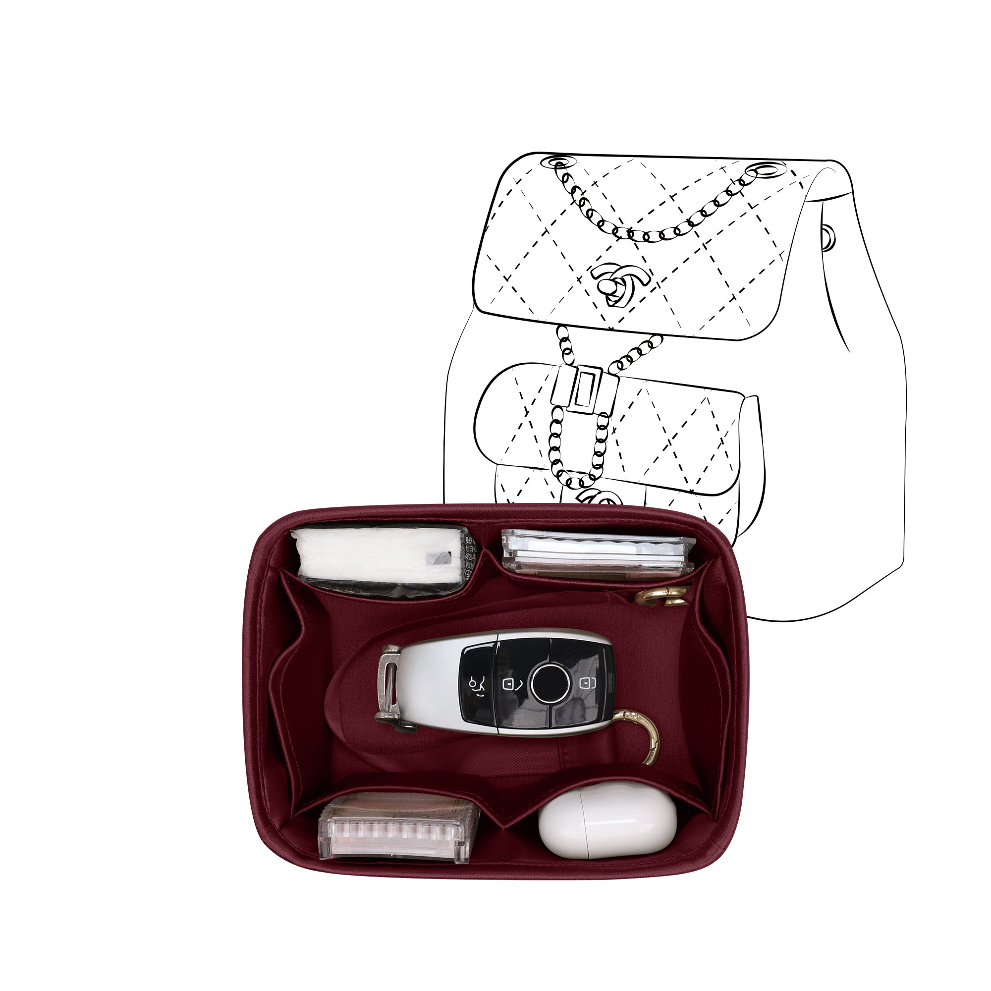 Silky Purse Insert Organizer 3 Set for Chanel Duma/ Salzburg