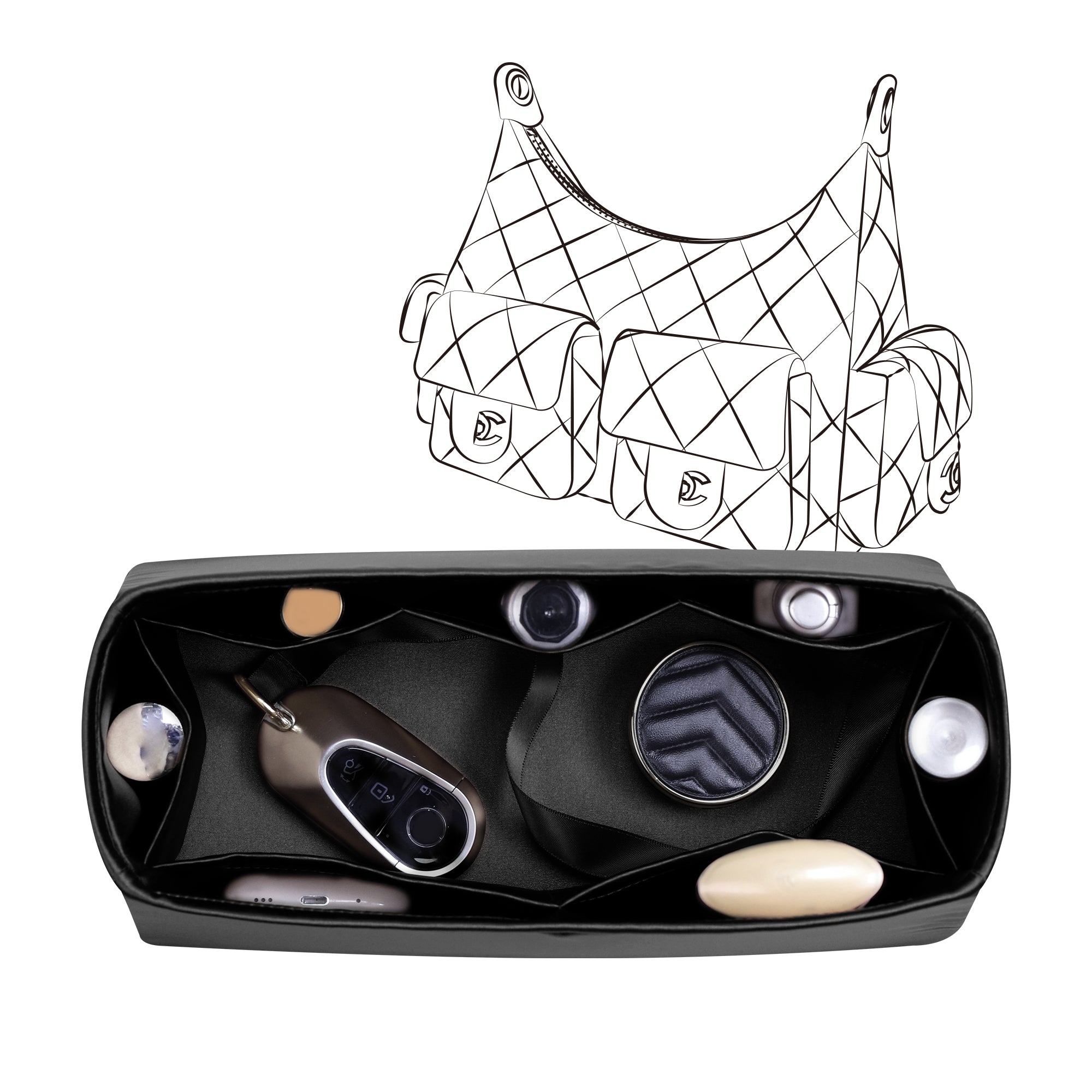 Silky Purse Insert Organizer 3 Set for Chanel 25C Hobo Bags, Silk Touch Bag Organizer, Luxury Handbag Shaper,Lightweight