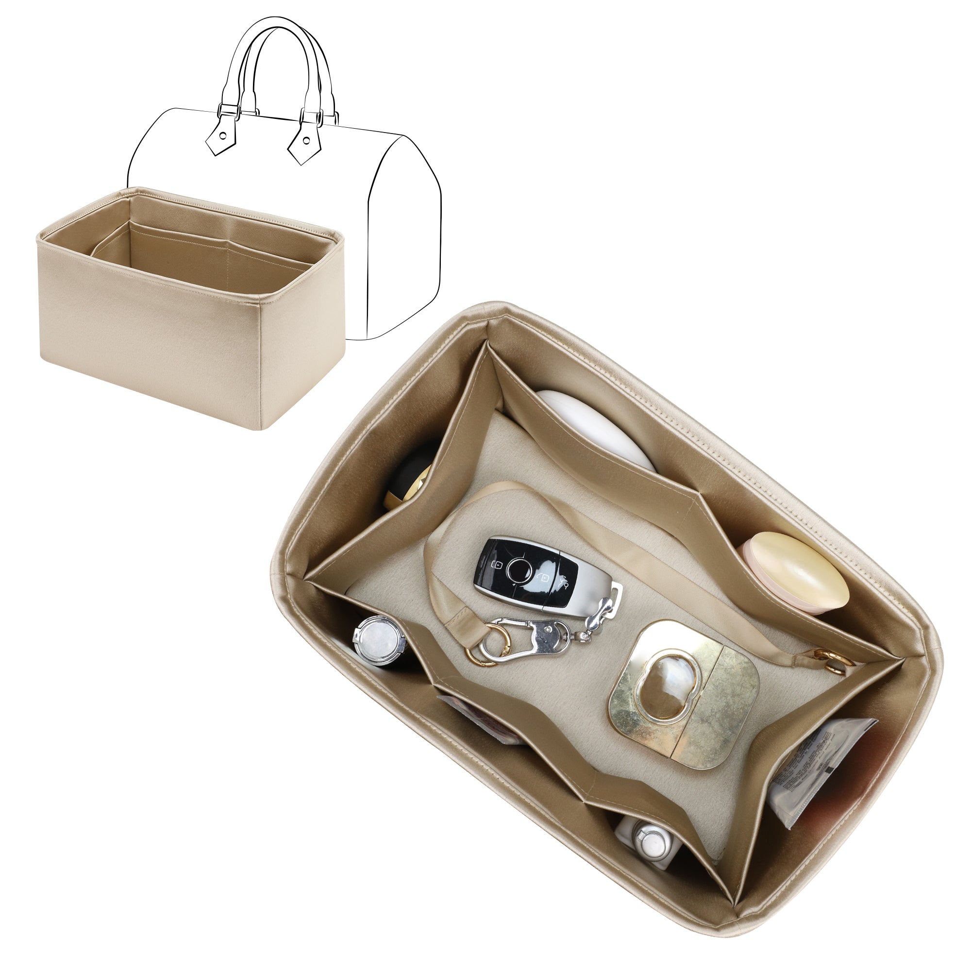 Silky Purse Insert Organizer 3 Set for Speedy Bags, Silk Touch Bag Organizer, Luxury Handbag Shaper,Lightweight