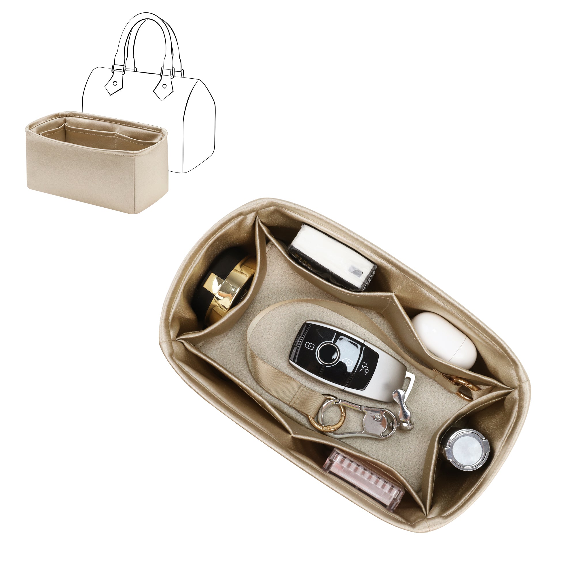 Silky Purse Insert Organizer 3 Set for Speedy Bags, Silk Touch Bag Organizer, Luxury Handbag Shaper,Lightweight