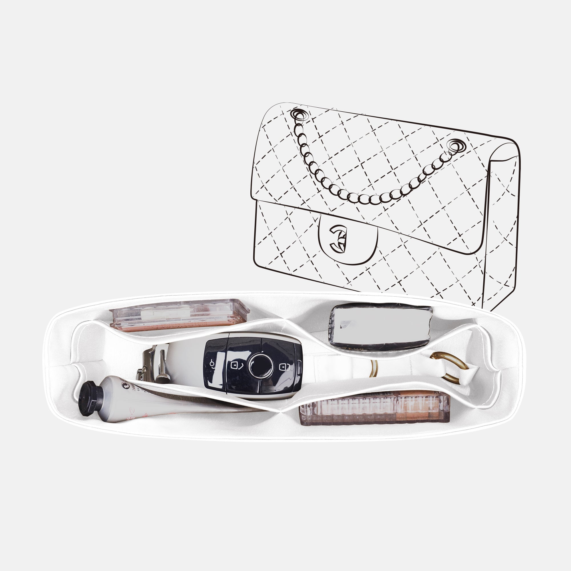 Silky Purse Insert Organizer 3 Set for Chanel CF Bags, Silk Touch Bag Organizer, Luxury Handbag Shaper,Lightweight