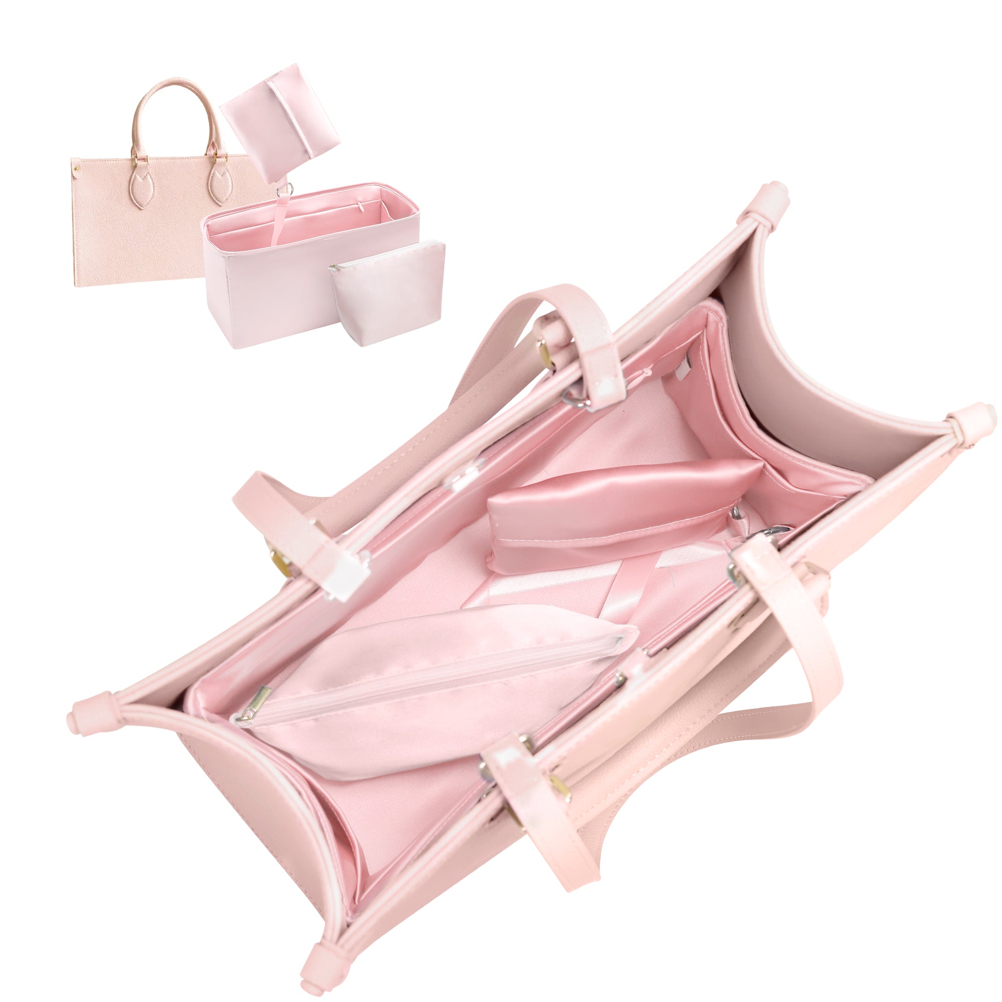 Silky Purse Insert Organizer 3 Set for Onthego Bags, Silk Touch Bag Organizer, Luxury Handbag Shaper,Lightweight