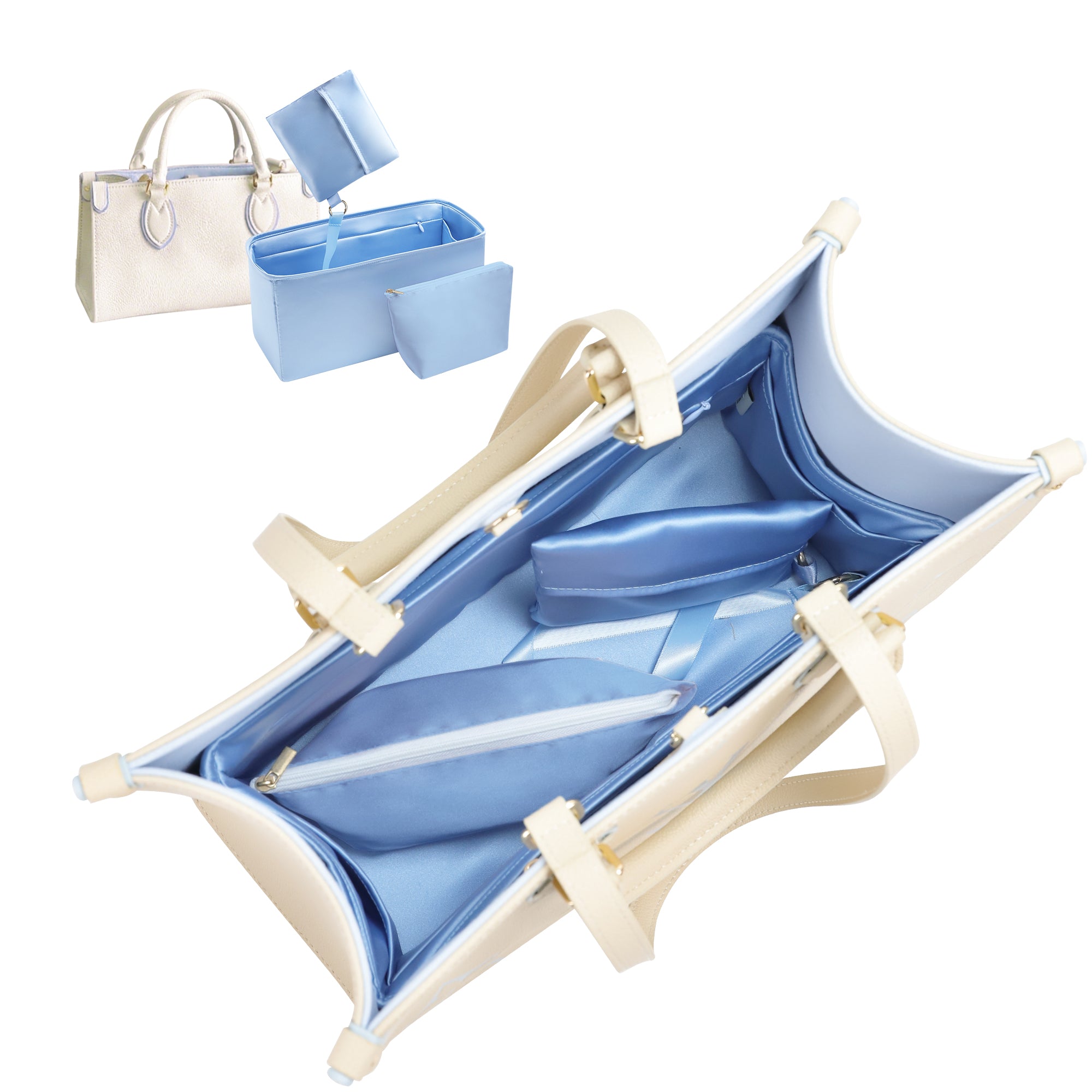 Silky Purse Insert Organizer 3 Set for Onthego Bags, Silk Touch Bag Organizer, Luxury Handbag Shaper,Lightweight