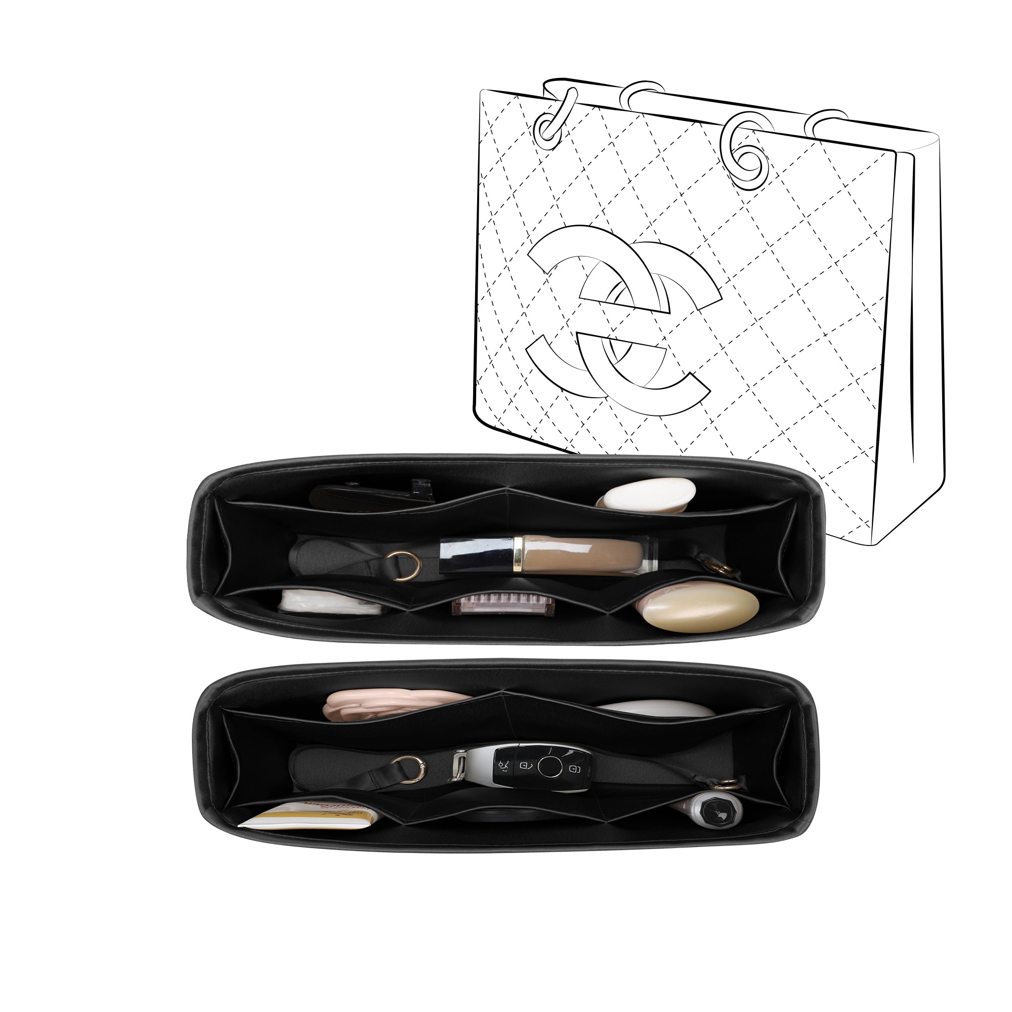 Silky Purse Insert Organizer 3 Set for Chanel 25p Hobo/22Bag/31bag/22BackpackGST/PST