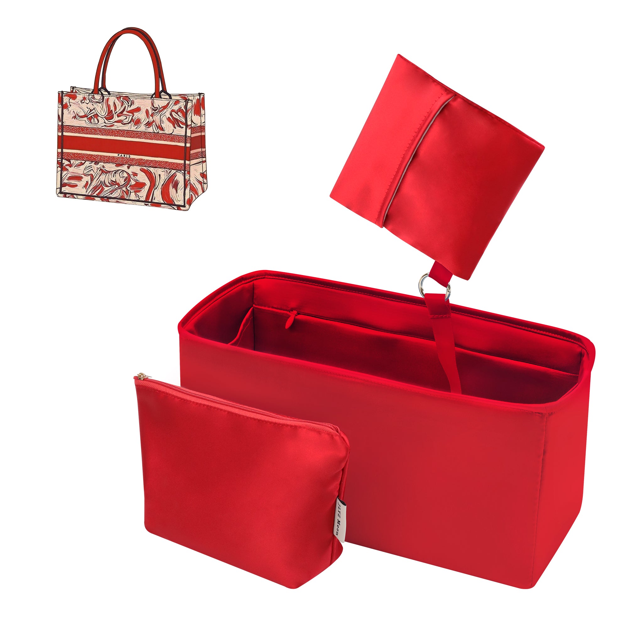 Silky Purse Insert Organizer 3 Set for Booktote Bags, Silk Touch Bag Organizer, Luxury Handbag Shaper,Lightweight