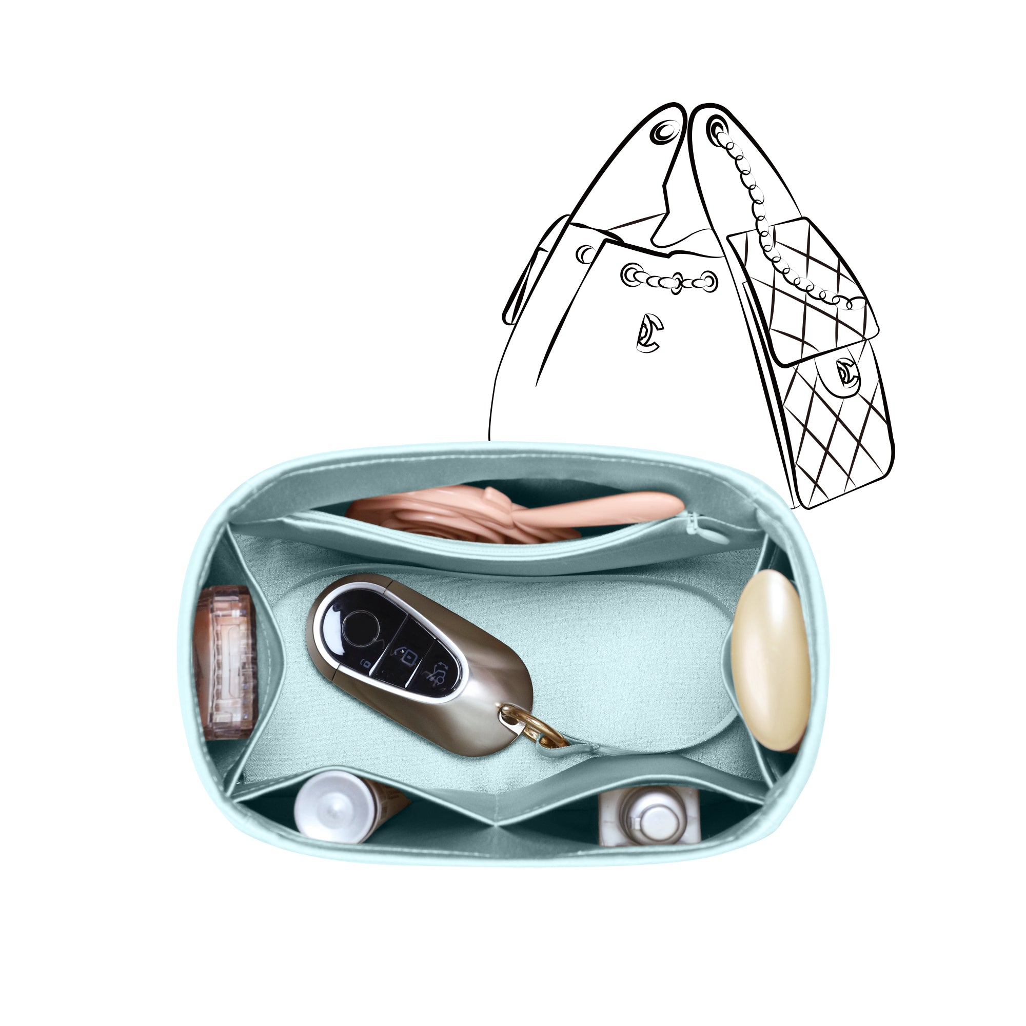 Silky Purse Insert Organizer 3 Set for Chanel 25C Hobo Bags, Silk Touch Bag Organizer, Luxury Handbag Shaper,Lightweight