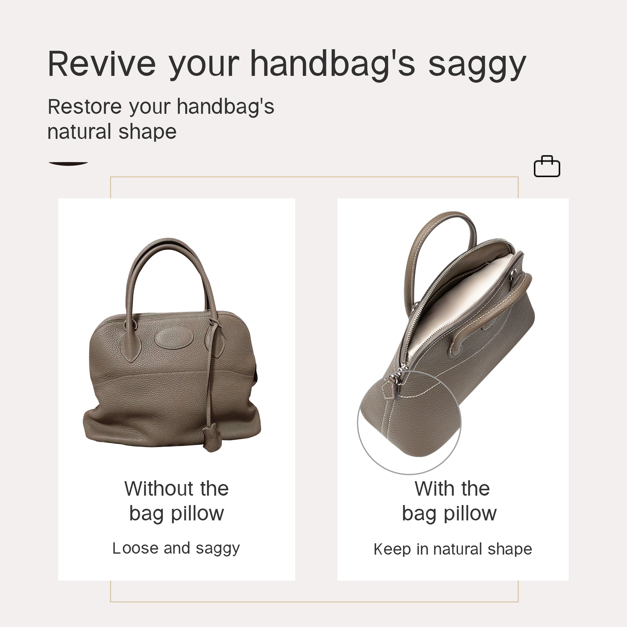 Pillow Insert for Bolide Bag, Velvet Pillow Shapers for Hermes Bolide Mini, Superior Resilience