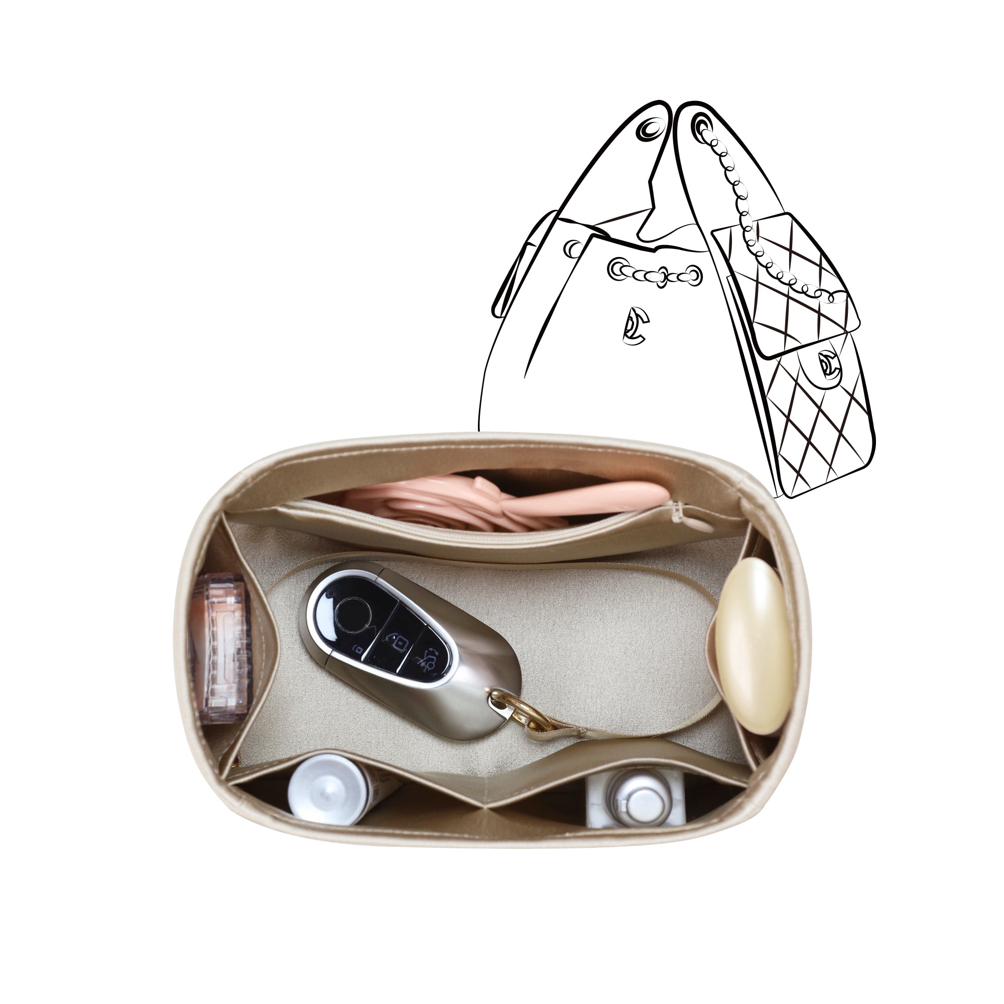 Silky Purse Insert Organizer 3 Set for Chanel 25C Hobo Bags, Silk Touch Bag Organizer, Luxury Handbag Shaper,Lightweight