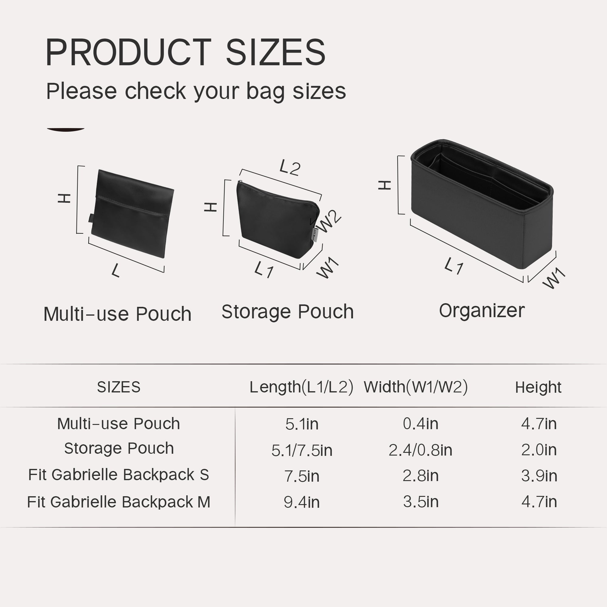 Silky Purse Insert Organizer 3 Set for Chanel 2.55/Leboy/Gabrielle Backpack/Diana