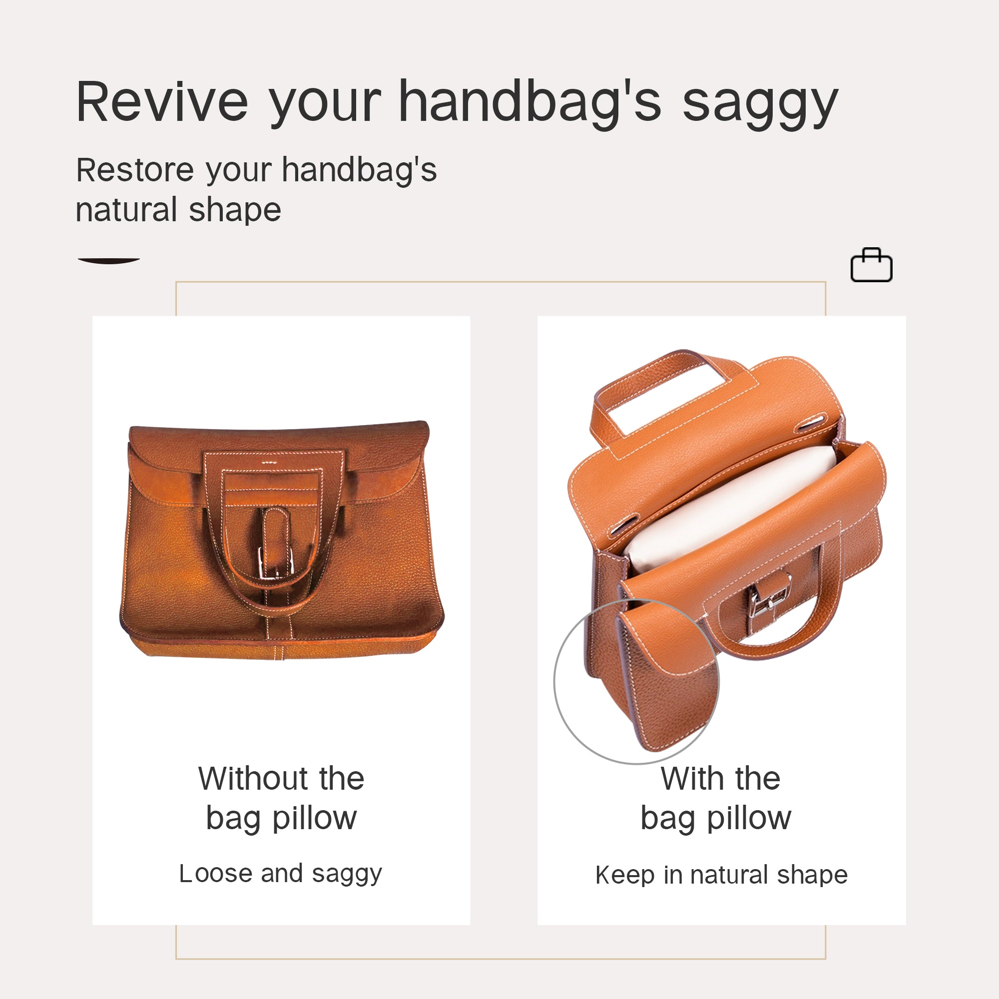 Pillow Insert for Halzan Bag, Velvet Bag Pillow Shapers for Luxury Handbag, Superior Resilience, Exclusively for Halzan Bag