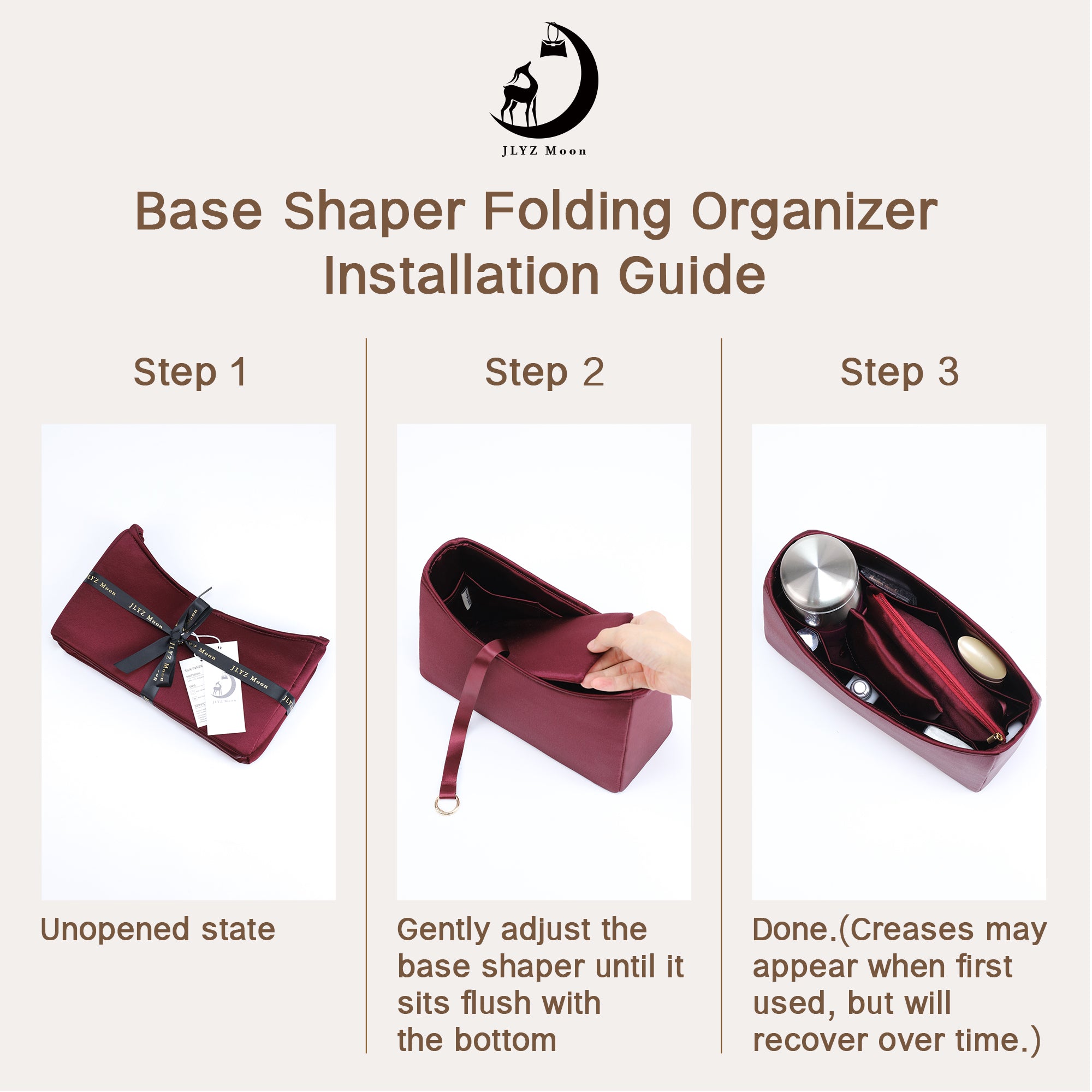 Silky Purse Insert Organizer 3 Set for Carryall Bags, Silk Touch Bag Organizer, Luxury Handbag Shaper,Lightweight