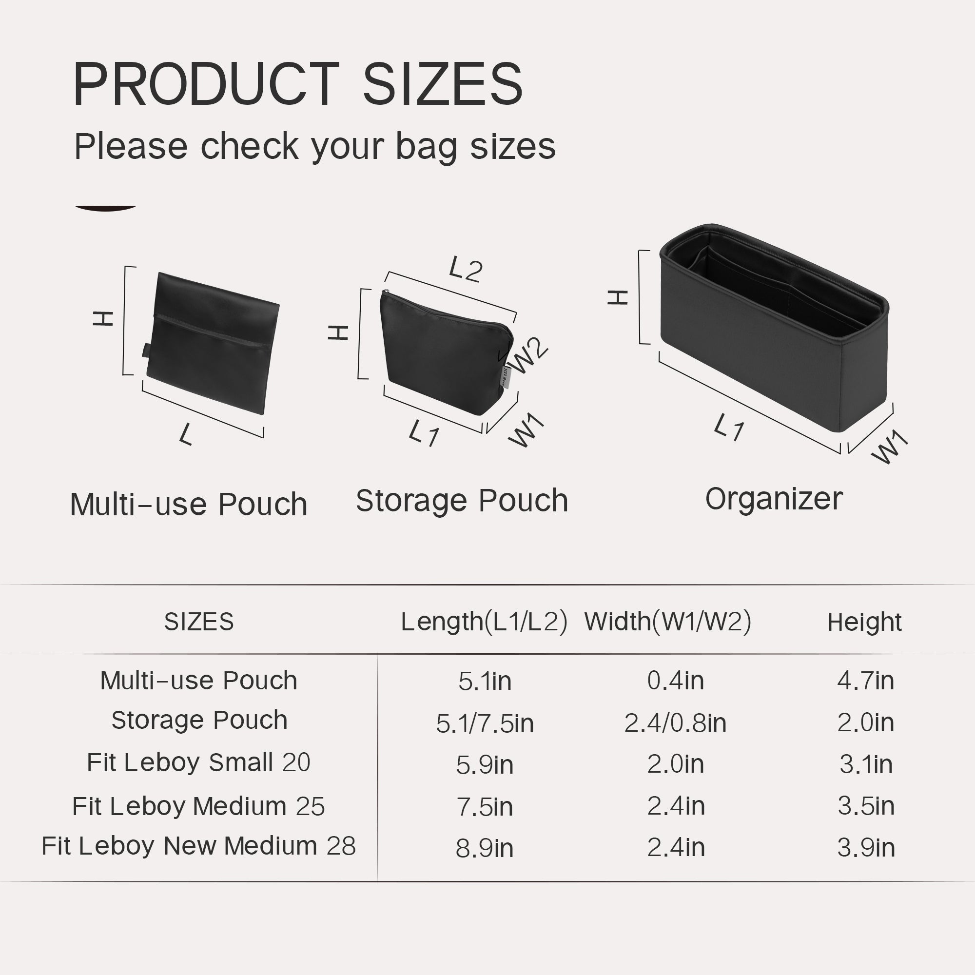 Silky Purse Insert Organizer 3 Set for Chanel 2.55/Leboy/Gabrielle Backpack/Diana