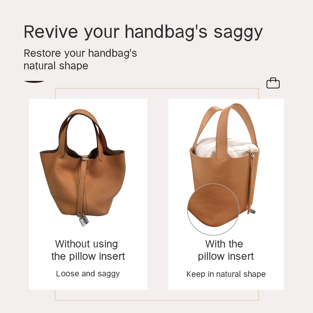 Shaper for Picotin/In-The-Loop Bag, Velvet Bag Pillow Shapers for Luxury Tote&Purse, Superior Resilience