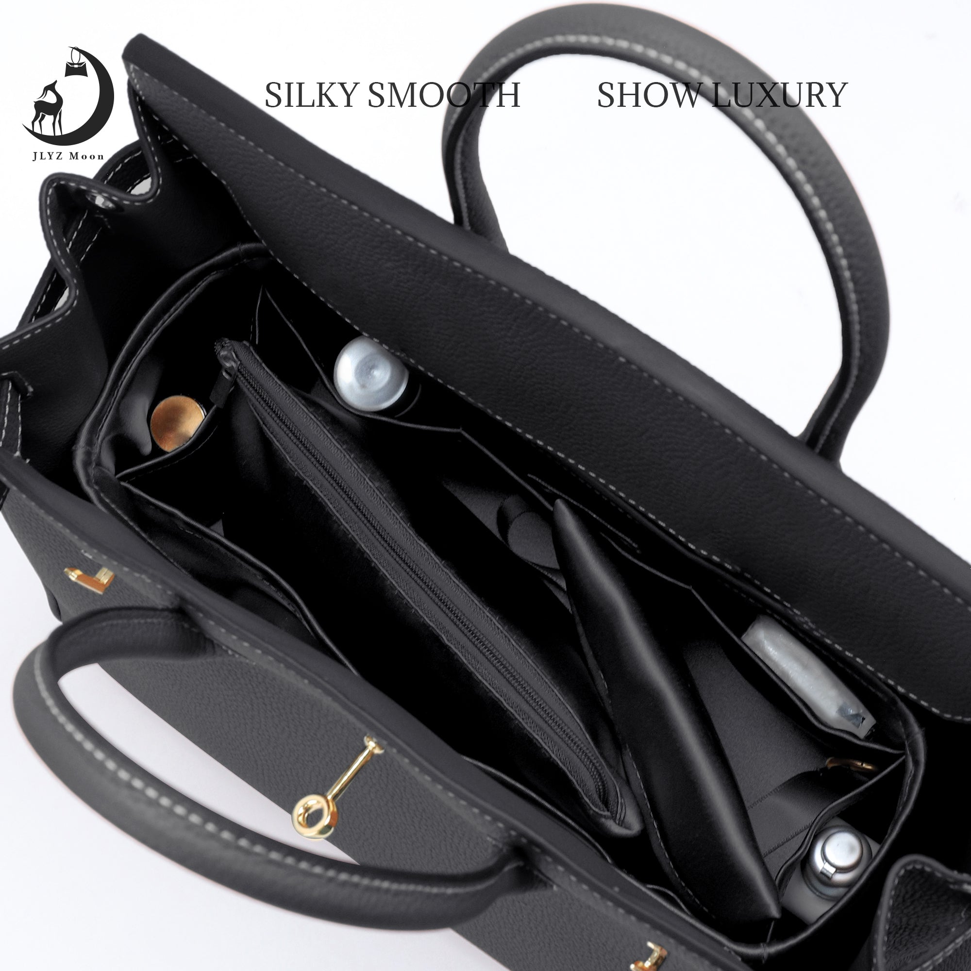 Silky Bag Insert Organizer 3 Set Fit for Birkin 25/30/35, Silk Liner and Storage Pouch