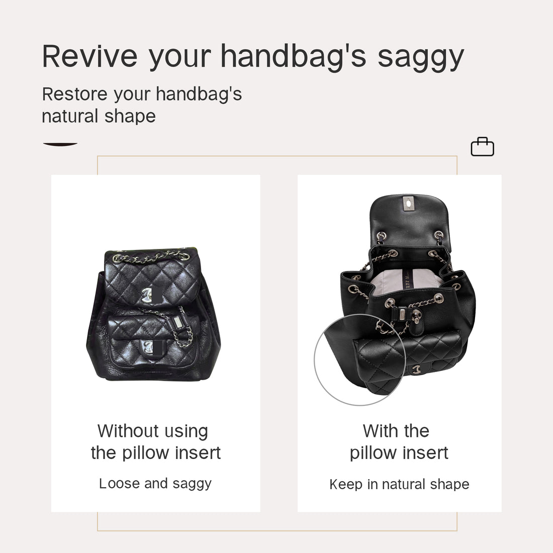 Shaper for Chanel Duma/ Salzburg Bag, Velvet Bag Pillow Shapers for Luxury Tote & Purse