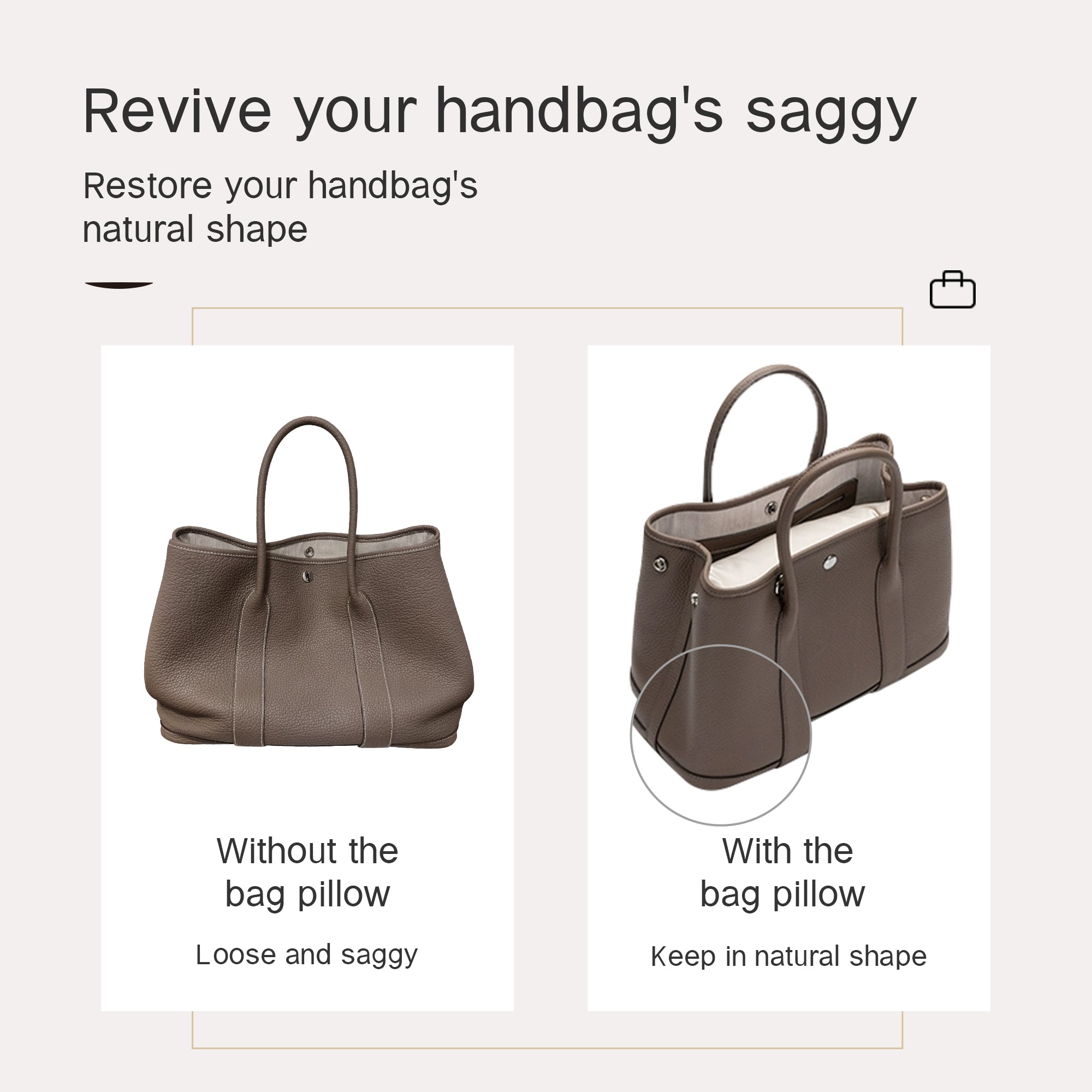 Pillow Insert for Garden Party Bag, Velvet Bag Shapers for Luxury Handbag, Superior Resilience, Exclusively for Garden Party Bag