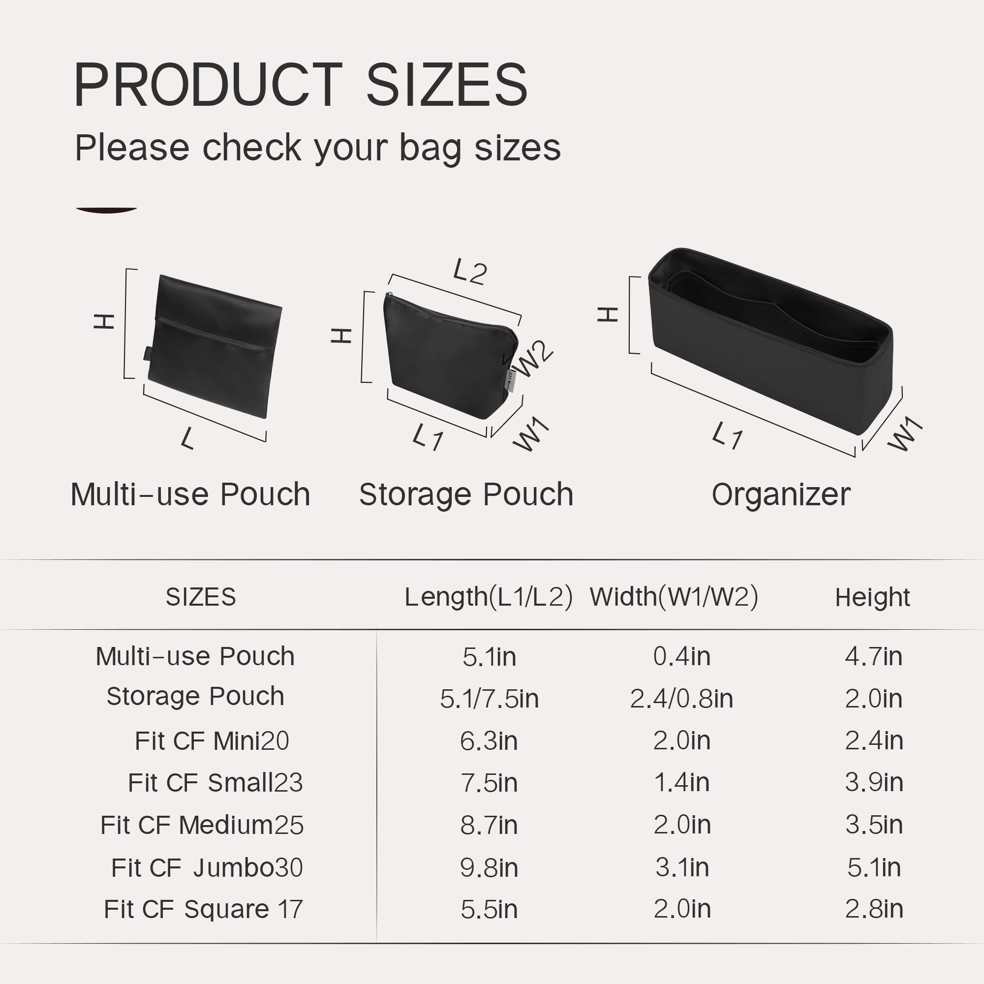 Silky Purse Insert Organizer 3 Set for Chanel CF Bags, Silk Touch Bag Organizer, Luxury Handbag Shaper,Lightweight