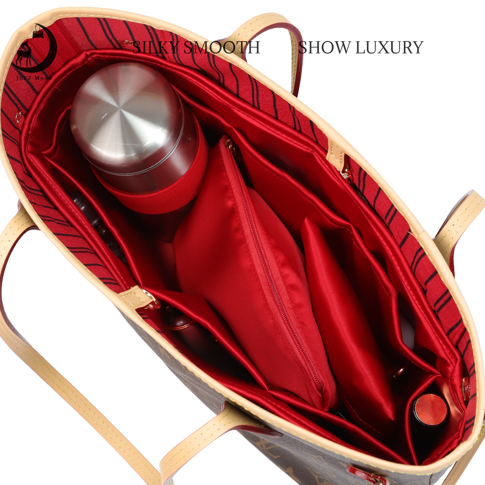 Silky Purse Insert Organizer 3 Set for Neverfull Bags, Silk Touch Bag Organizer, Luxury Handbag Shaper,Lightweight and Soft Touch