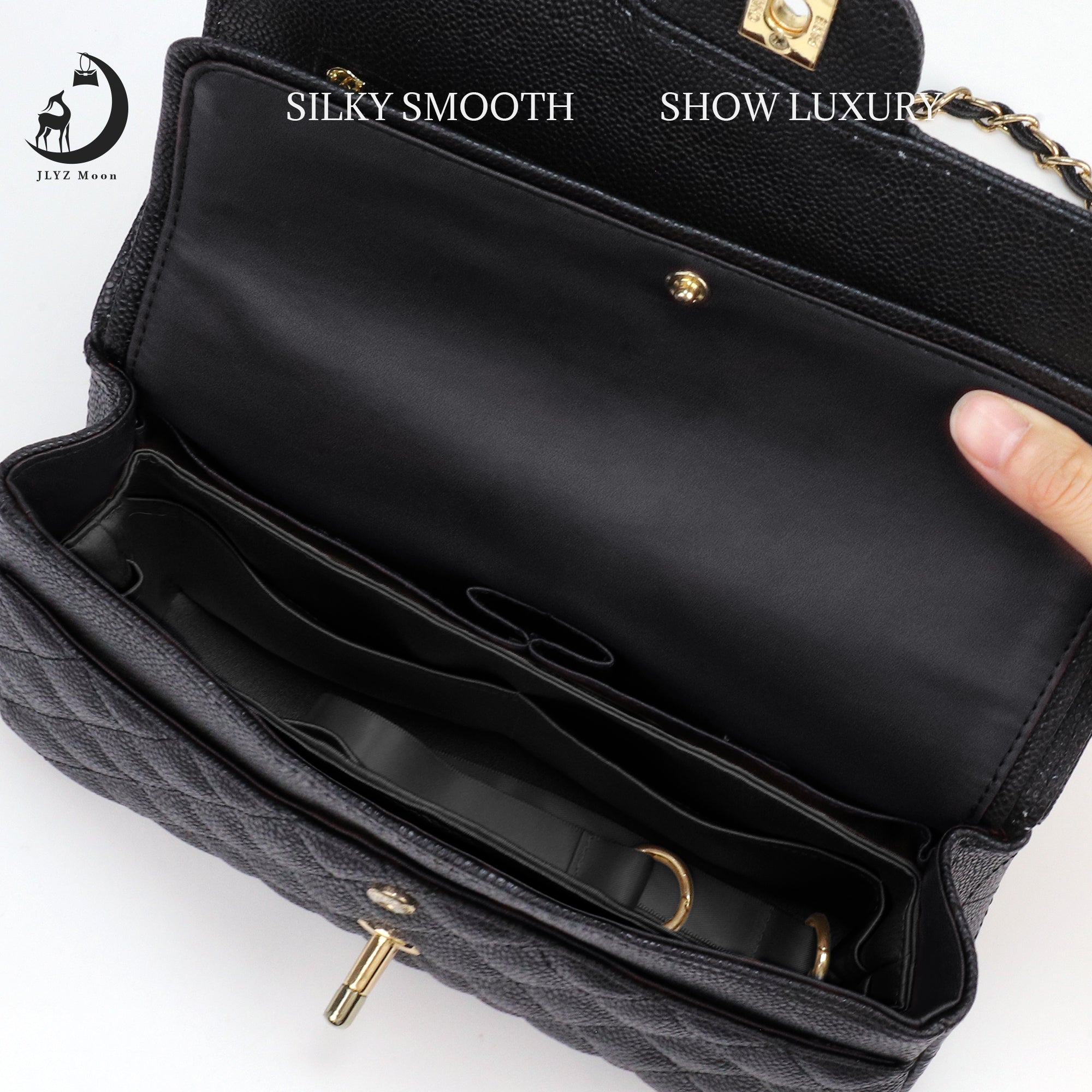 JLYZ Moon Silky Purse Insert Organizer 3 Set for Chanel CF Handle Bags, Silk Touch Bag Organizer, Luxury Handbag Shaper,Lightweight