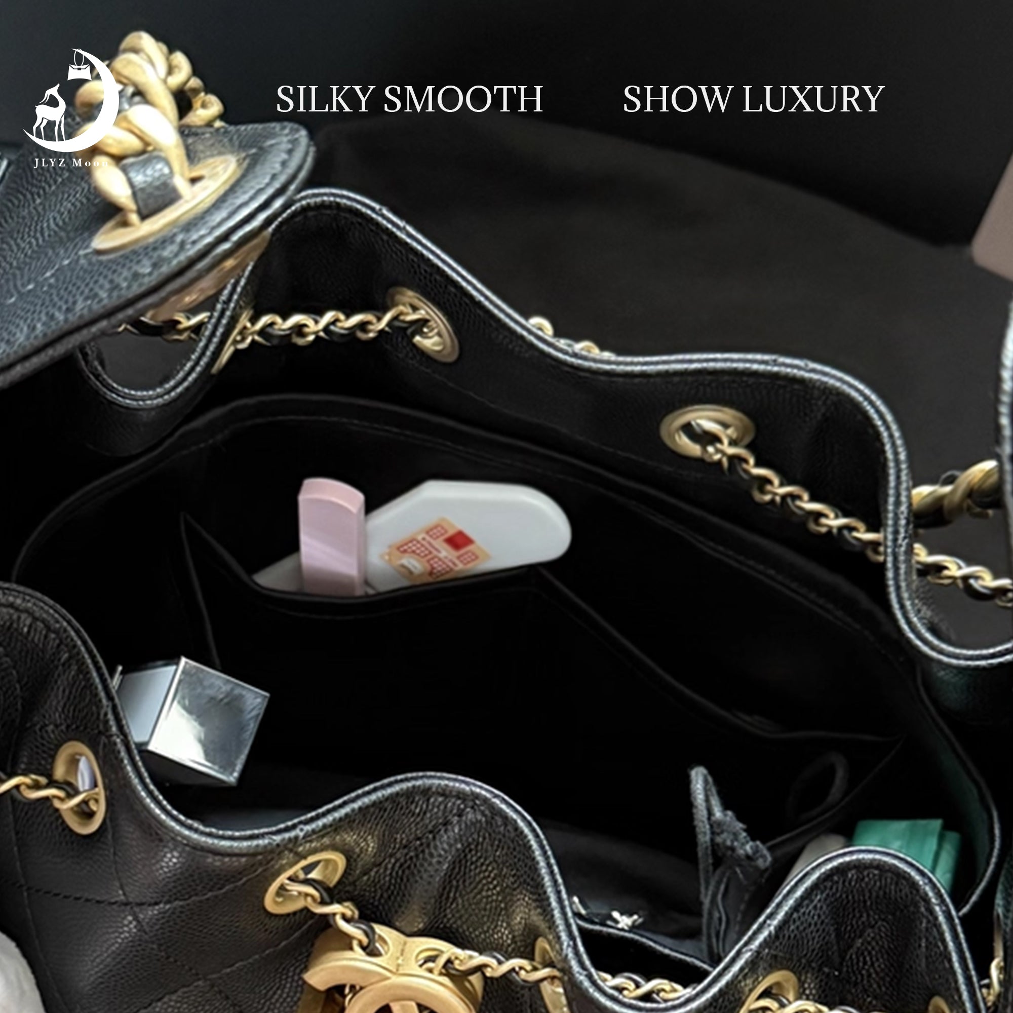 Silky Purse Insert Organizer 3 Set for Chanel 25C Hobo Bags, Silk Touch Bag Organizer, Luxury Handbag Shaper,Lightweight