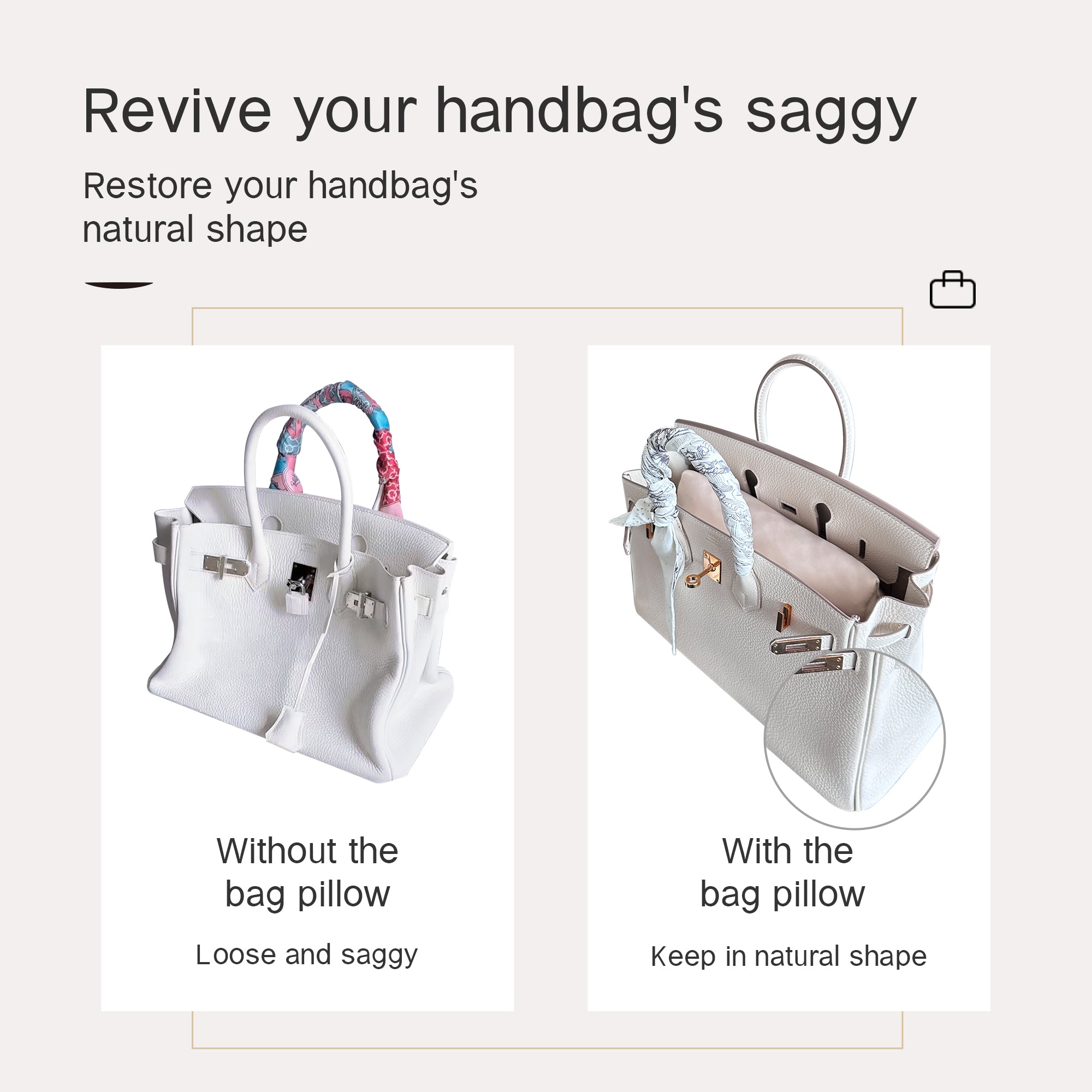 Purse Pillow Insert for Hermes Birkin Bags, Velvet Bag Shaper, Superior Resilience, Exclusively for Birkin Bag