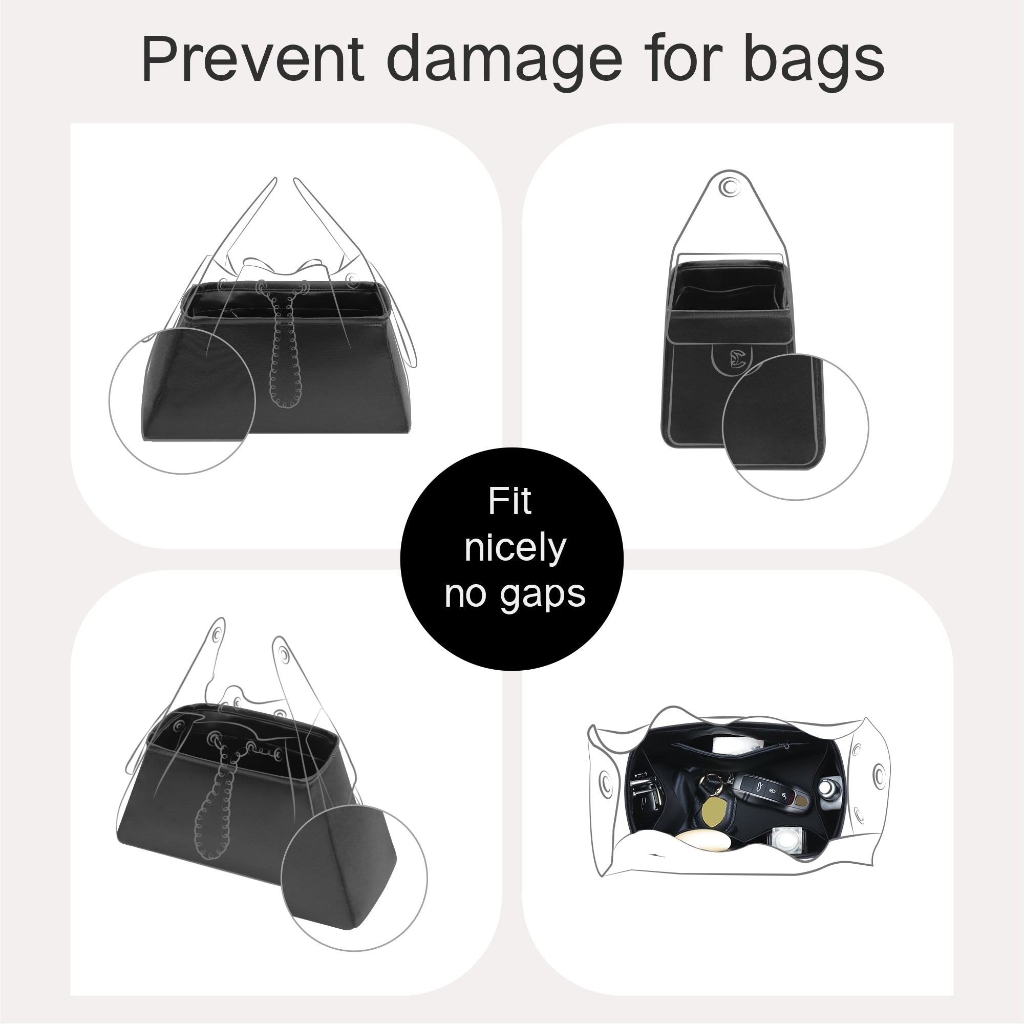 Silky Purse Insert Organizer 3 Set for Chanel 25C Hobo Bags, Silk Touch Bag Organizer, Luxury Handbag Shaper,Lightweight