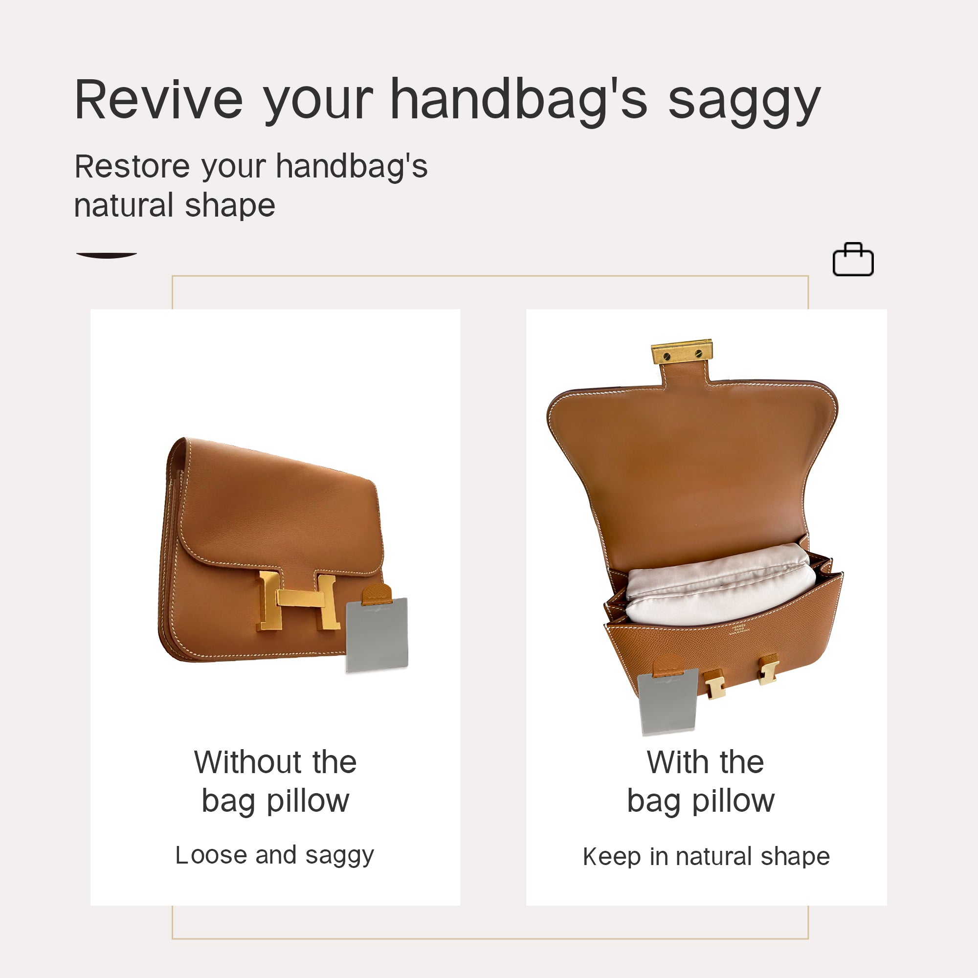 Purse Pillow for Constance/Roulis Bags, Velvet Bag Shaper Compatible with Hermes Constance, Superior Resilience