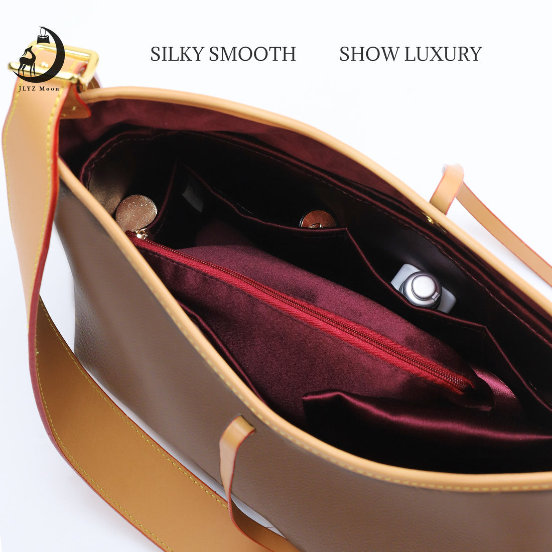 Silky Purse Insert Organizer 3 Set for Carryall Bags, Silk Touch Bag Organizer, Luxury Handbag Shaper,Lightweight