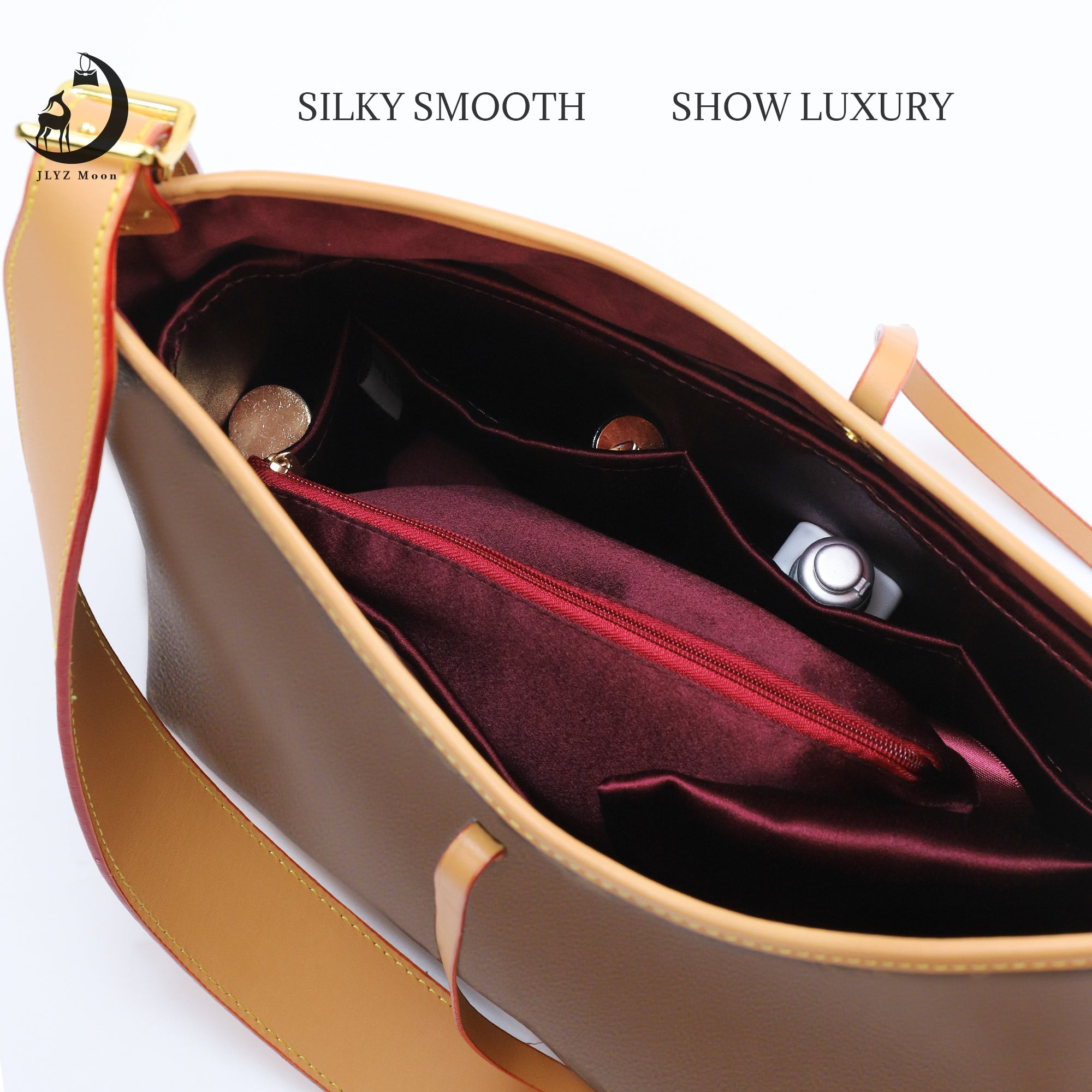 Silky Purse Insert Organizer 3 Set for Carryall Bags, Silk Touch Bag Organizer, Luxury Handbag Shaper,Lightweight