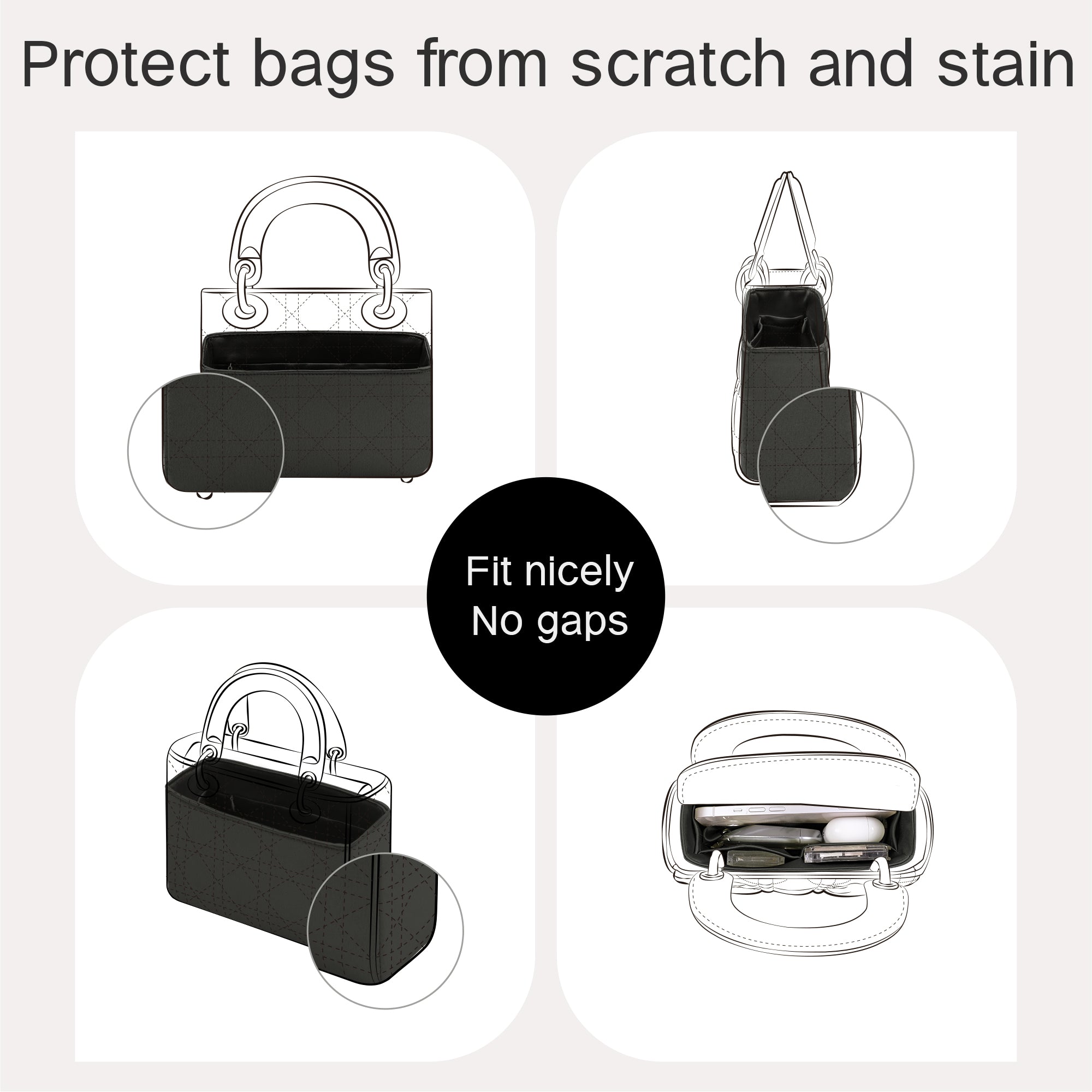 JLYZ Moon Fits for Lady bag Bag Insert Organizer For Dior
