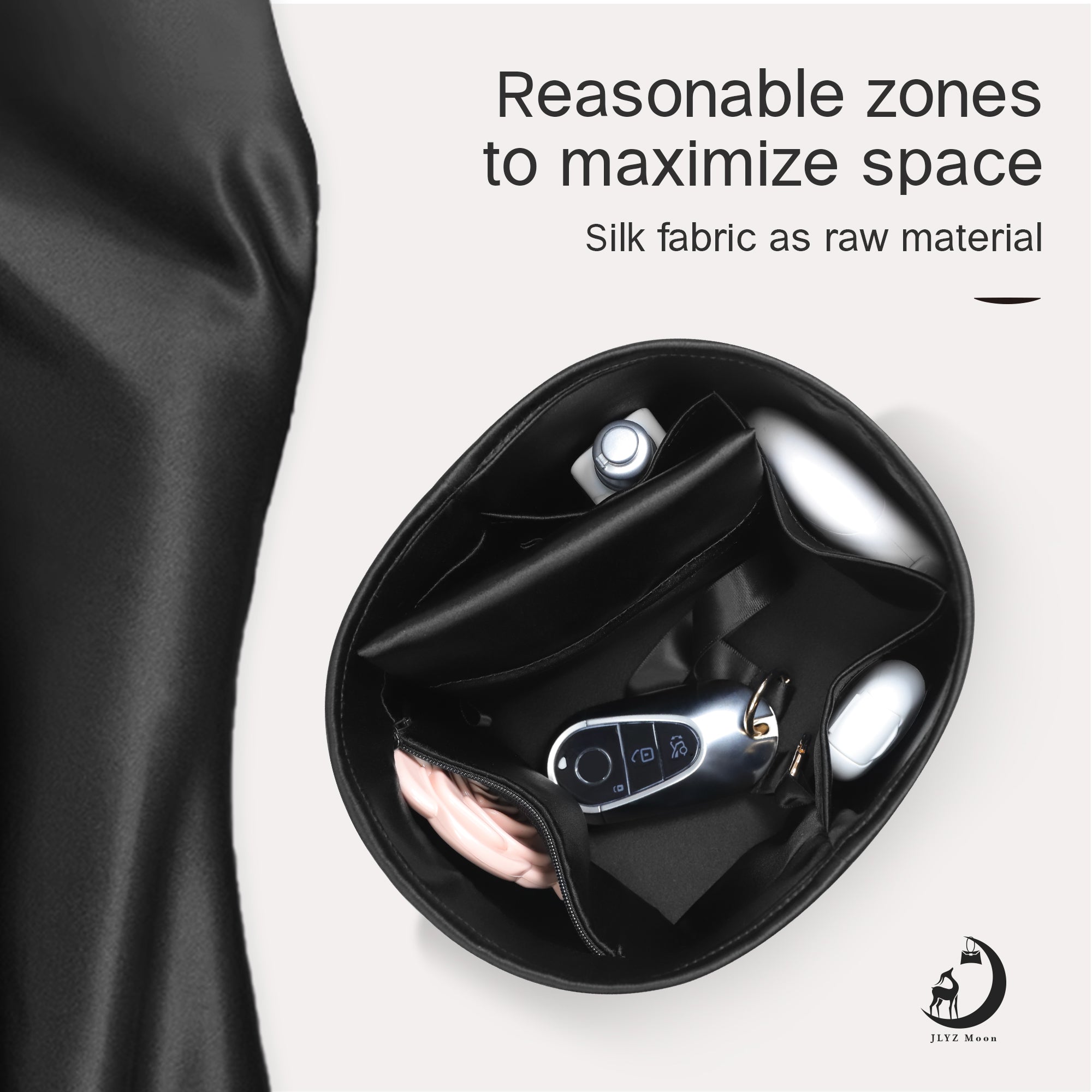 Silky Bag Insert Organizer 2 Set Fit for Picotin 18/22, Silk Liner and Storage Pouch, Fit for Hermes Picotin 18/22