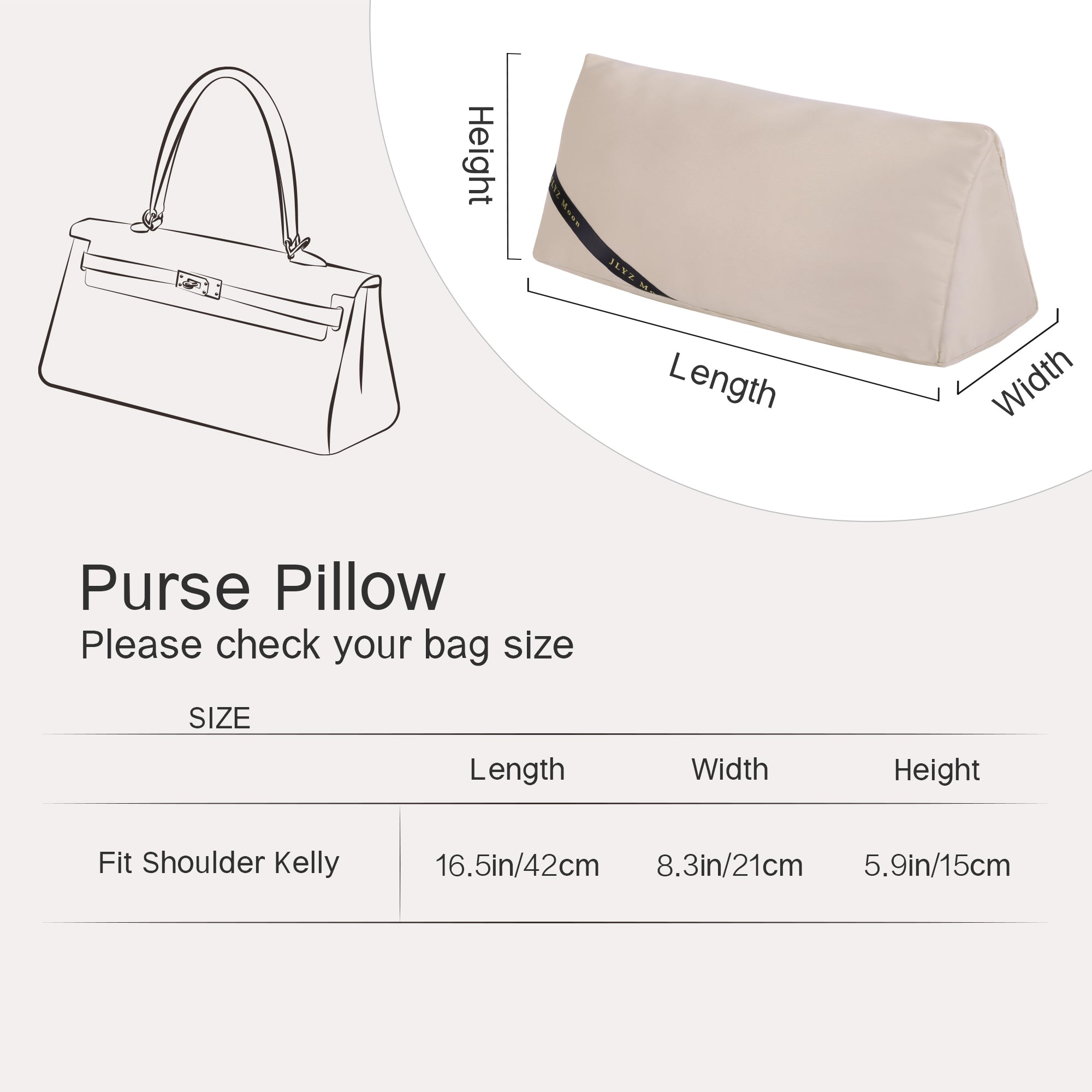 Purse Pillow Insert for Hermes Kelly Bags, Velvet Bag Shaper, Superior Resilience, Exclusively for So Kelly/ Kelly Ado/ Kelly Messenger/ Kelly Elan/ Shoulder Kelly/ Kelly Doll