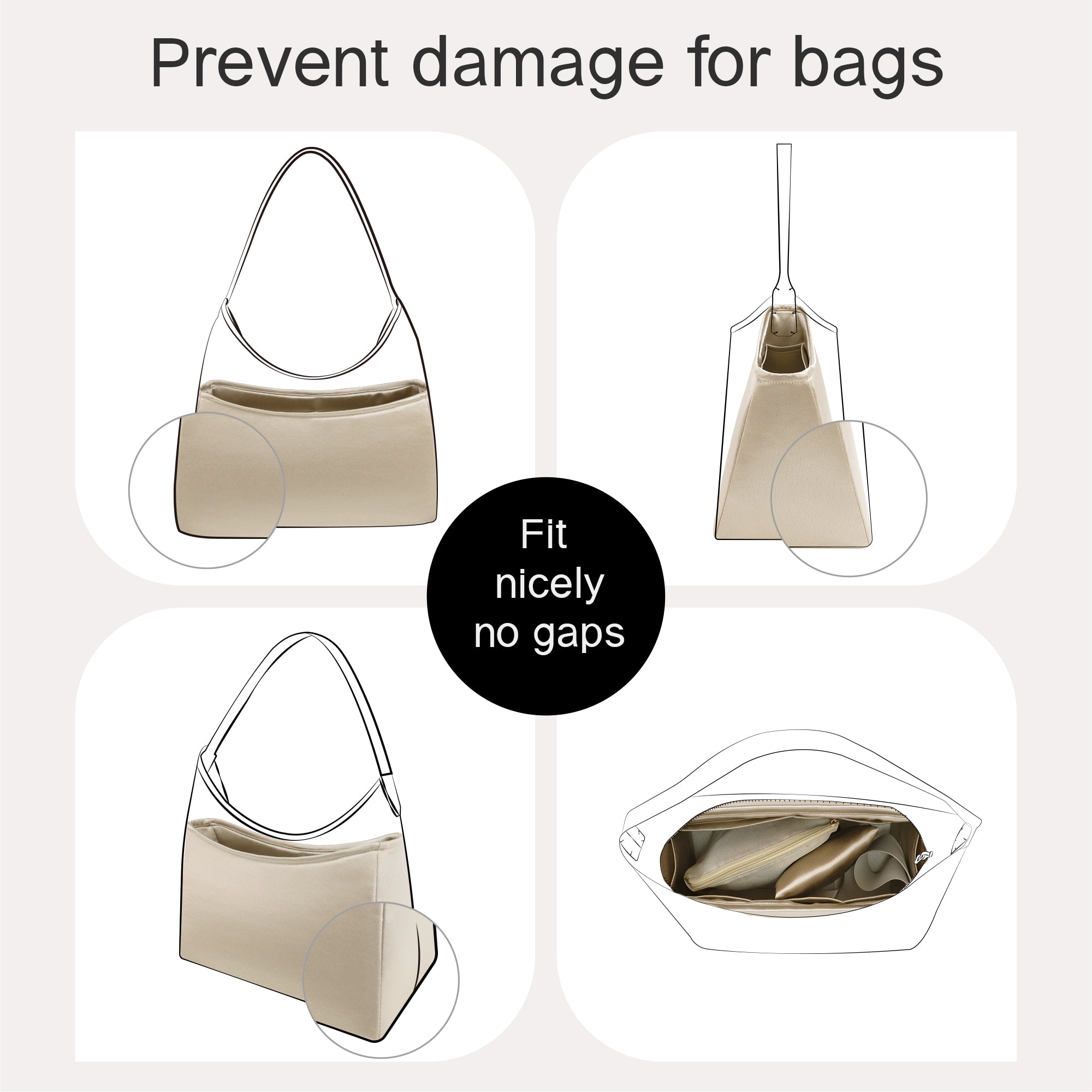 Silky Purse Insert Organizer 3 Set for Go-yard Hobo Bags, Silk Touch Bag Organizer, Luxury Handbag Shaper,Lightweight