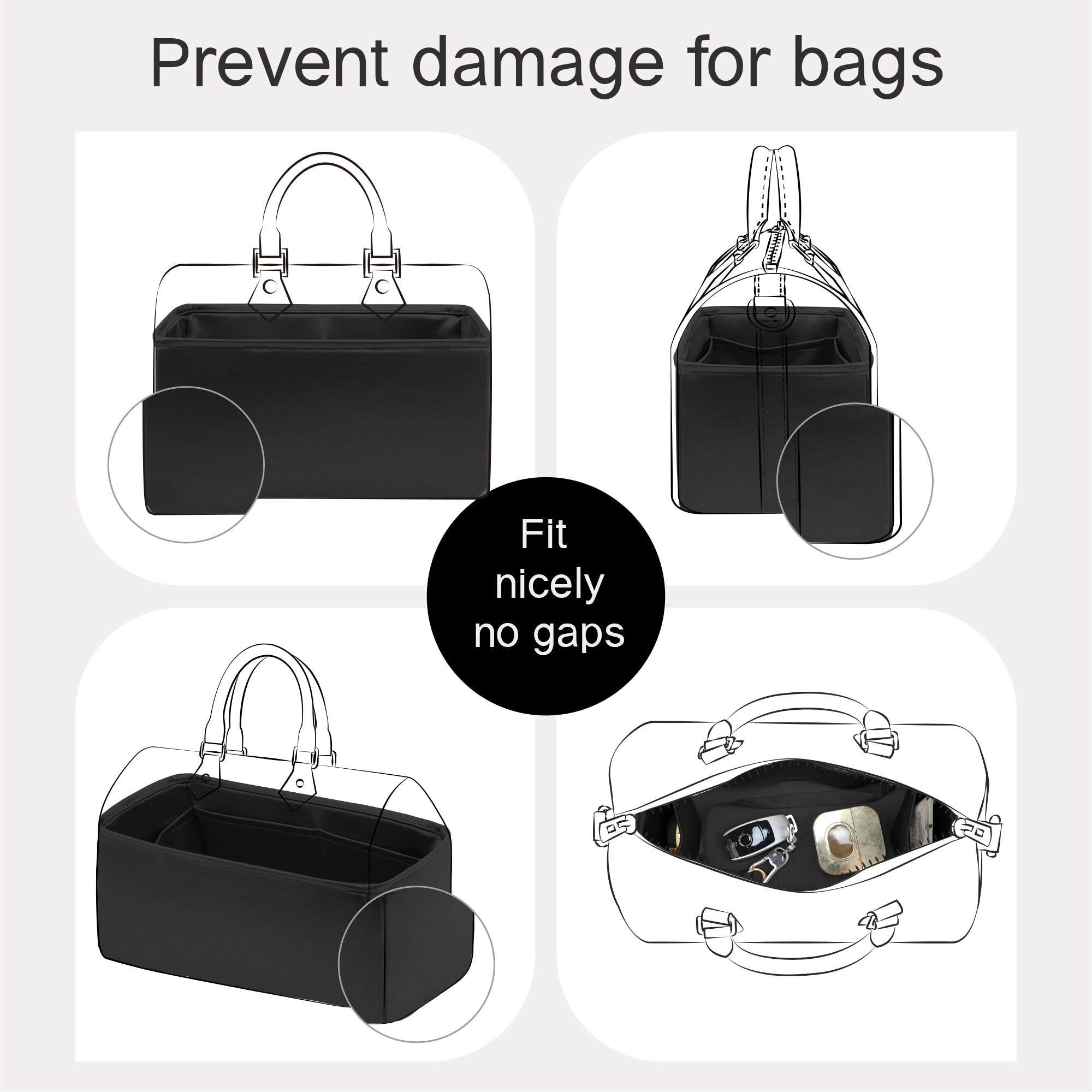 Silky Purse Insert Organizer 3 Set for Speedy Bags, Silk Touch Bag Organizer, Luxury Handbag Shaper,Lightweight