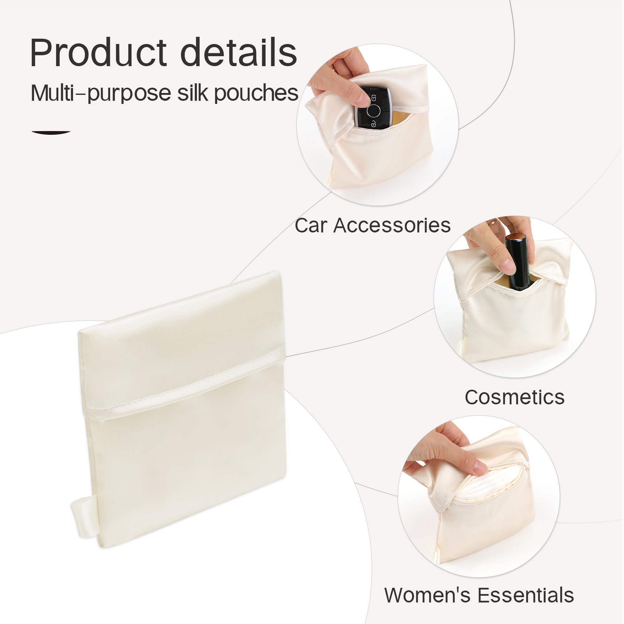 Travel Makeup Bag, silk Cosmetic Bag, Travel Toiletry Bag Organizer Cute Makeup Brushes Aesthetic Accessories Storage Bag for Women