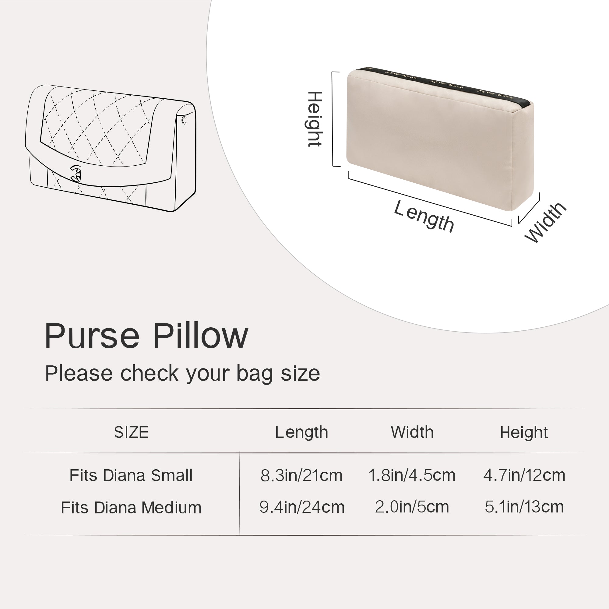 Shaper for Chanel 2.55/ Leboy/ Gabrielle Backpack/ Diana Bag, Velvet Bag Pillow Shapers for Luxury Tote & Purse