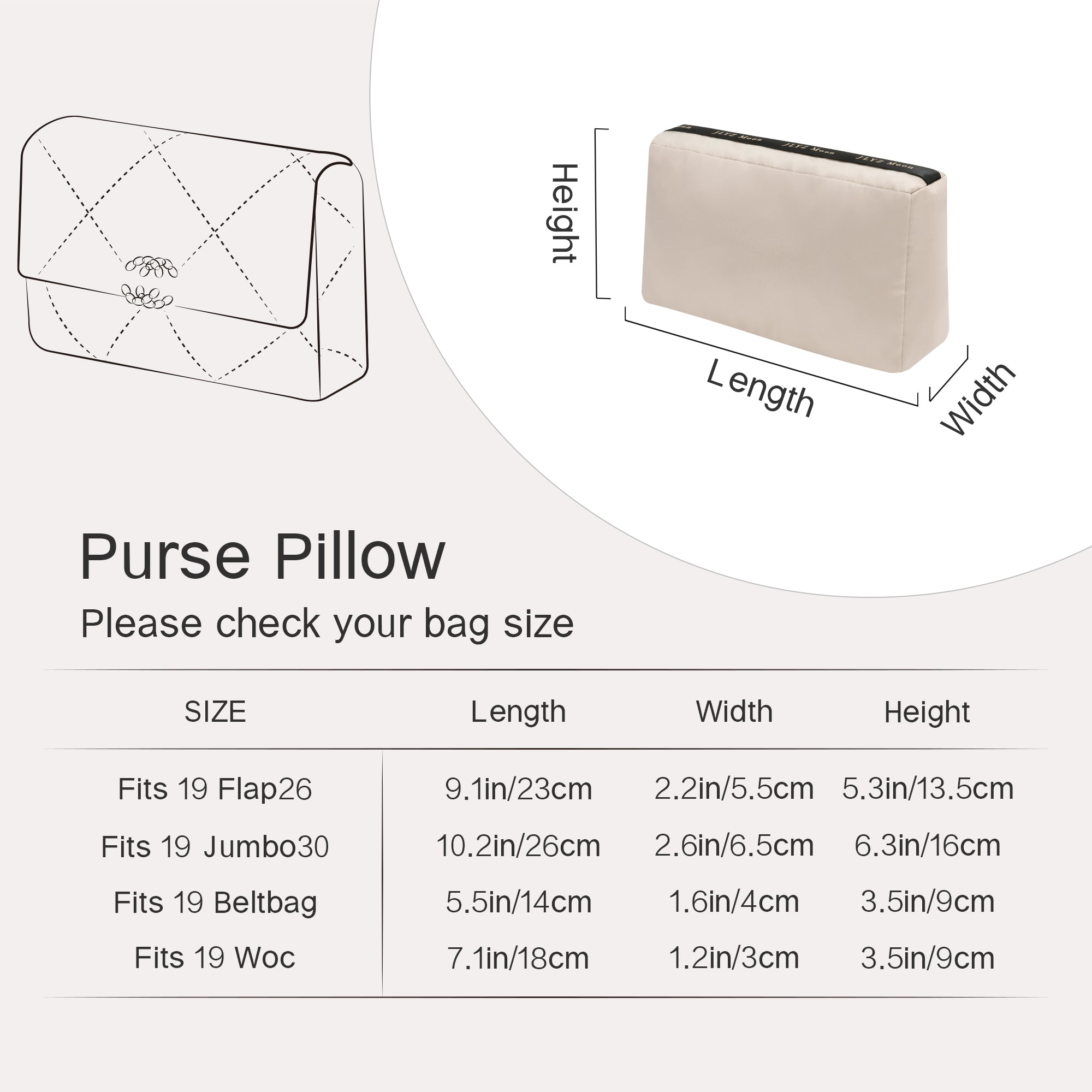 Shaper for Chanel 19/ Gabrielle Bag, Velvet Bag Pillow Shapers for Luxury Tote & Purse