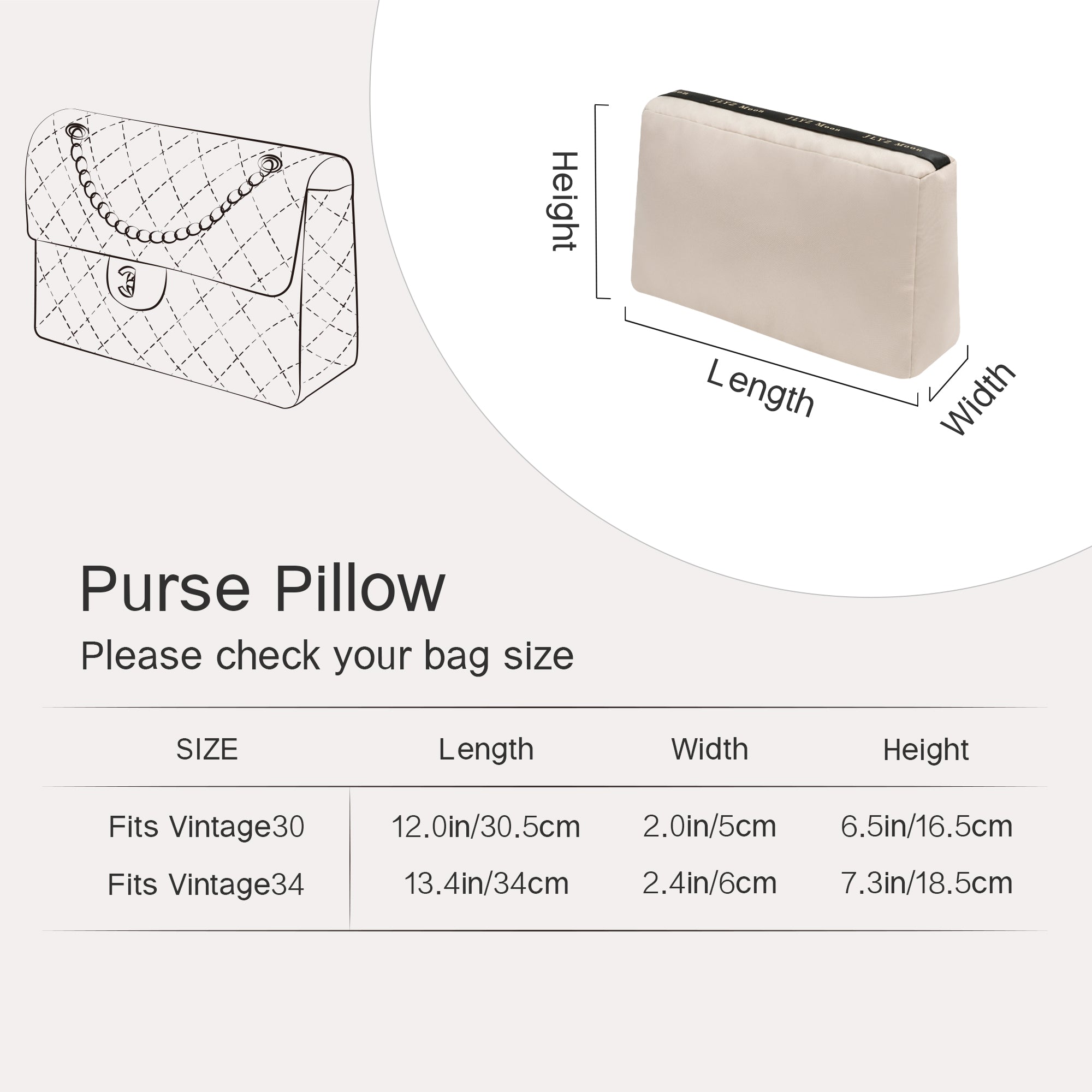 Shaper for CF Bag, Velvet Bag Pillow Shapers for Luxury Tote & Purse