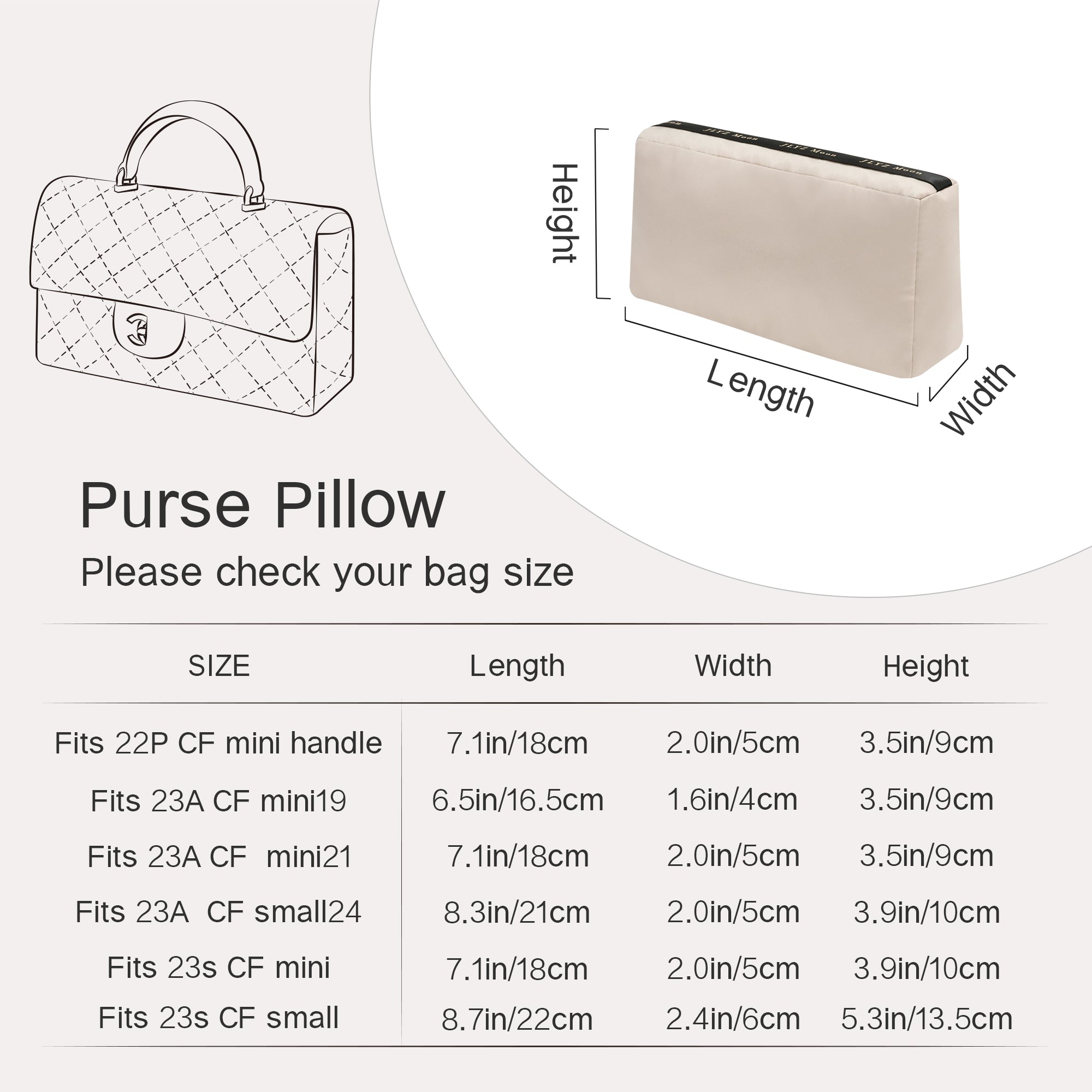 Shaper for CF Handle Bag, Velvet Bag Pillow Shapers for Luxury Tote & Purse